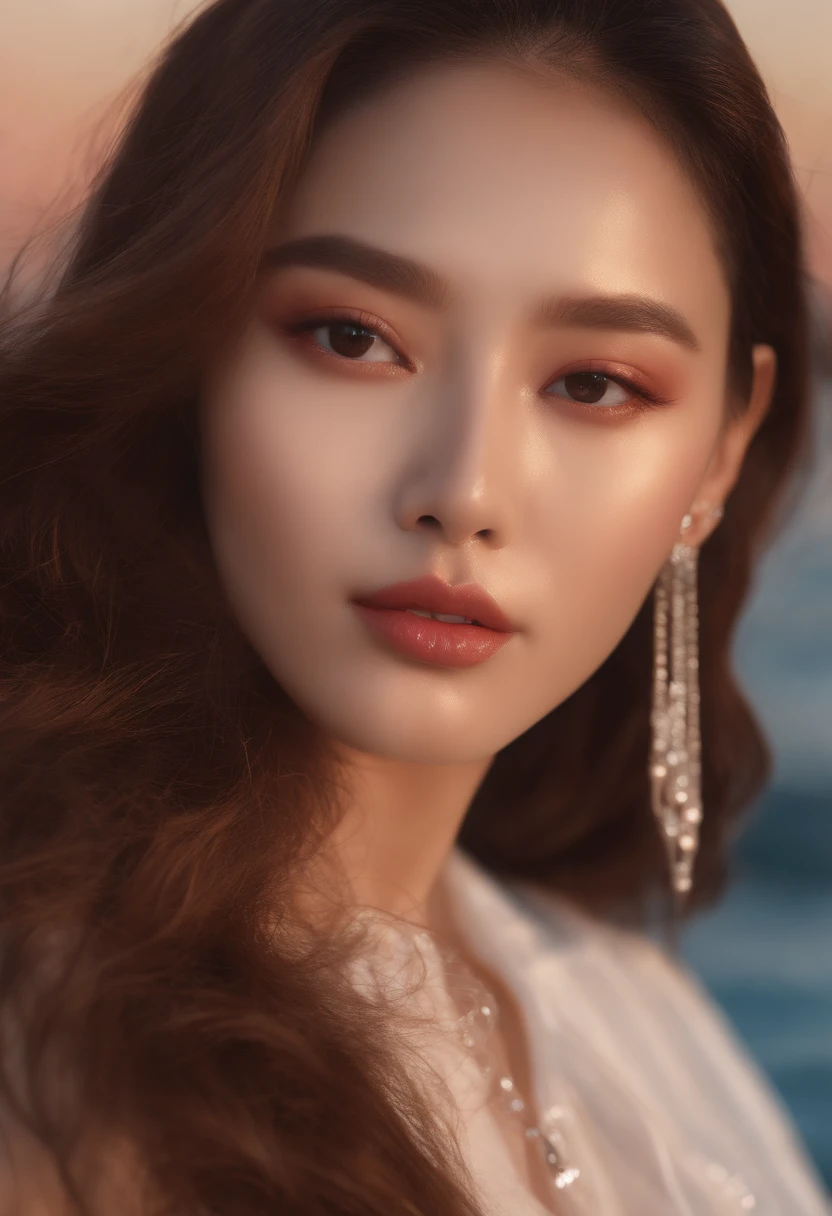 (8k, RAW photo, photorealistic:1.25) ,( lipgloss, eyelashes, gloss-face, glossy skin, best quality, ultra highres, depth of field, chromatic aberration, caustics, Broad lighting, natural shading,Kpop idol) looking at viewer with a serene and goddess-like happiness,