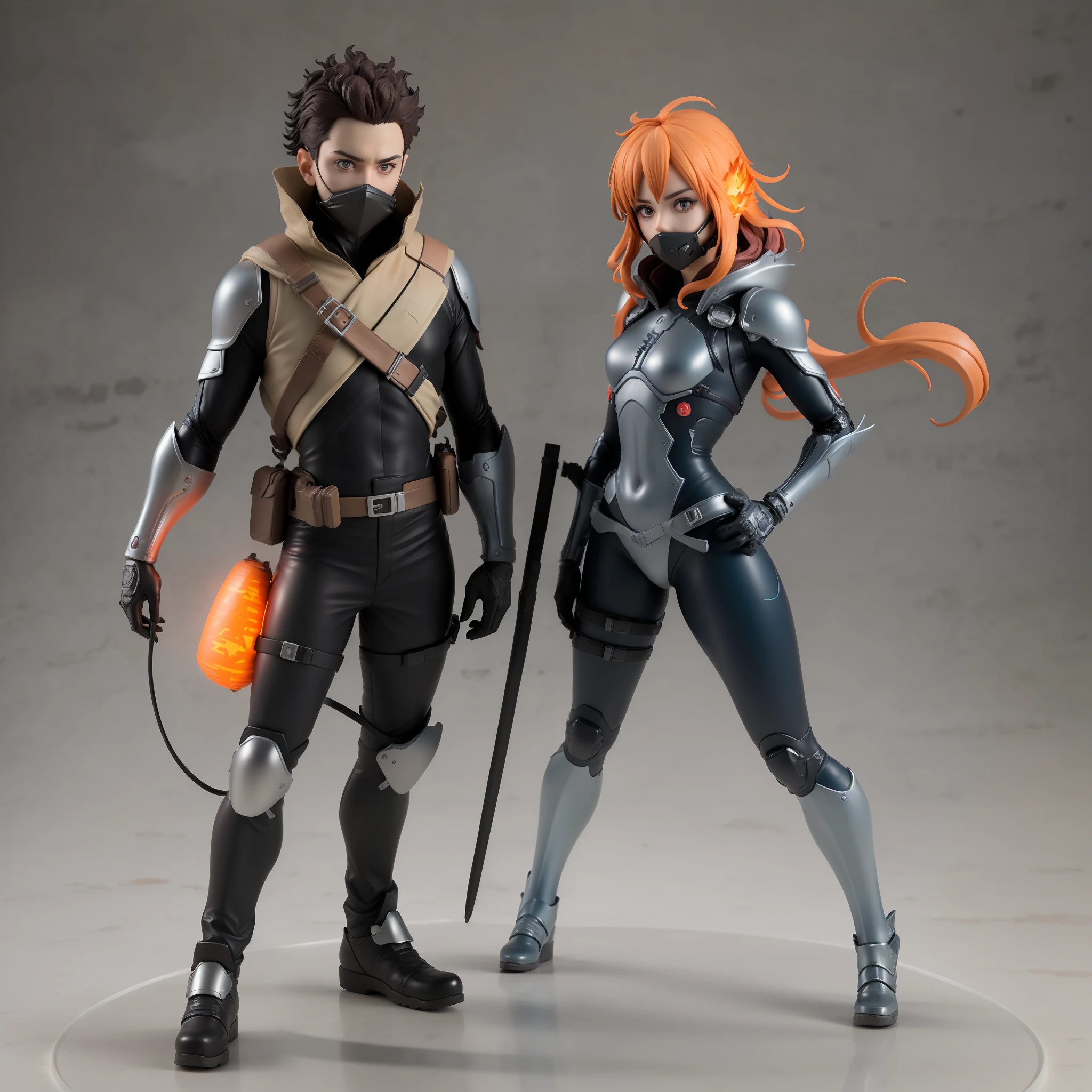(((1 male) )),(((ember))), Mechanical Artist, sculptor, Postopacalypse,( curly hair) ,Battle scars, Protective Breathing Mask,breathing tube,gloweyes, Health Maintenance Suit,Weapons in hand,,technology, hiquality, 4k,真实感,[Realistic], [............3d], (8K, RAW photo, Best Quality, Masterpiece:1.2), extra high resolution, photorealestic, Professional lighting, detailed lighting, Professional photography, hiquality, hight resolution, Extremely detailed, bloom, Depth of field, Sketch, sharp-focus, soft-lighting, Detailed, detailed skin, to8contrast style.