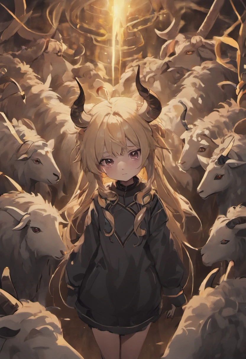 Black sheep, black eyes, horns, cute, animal