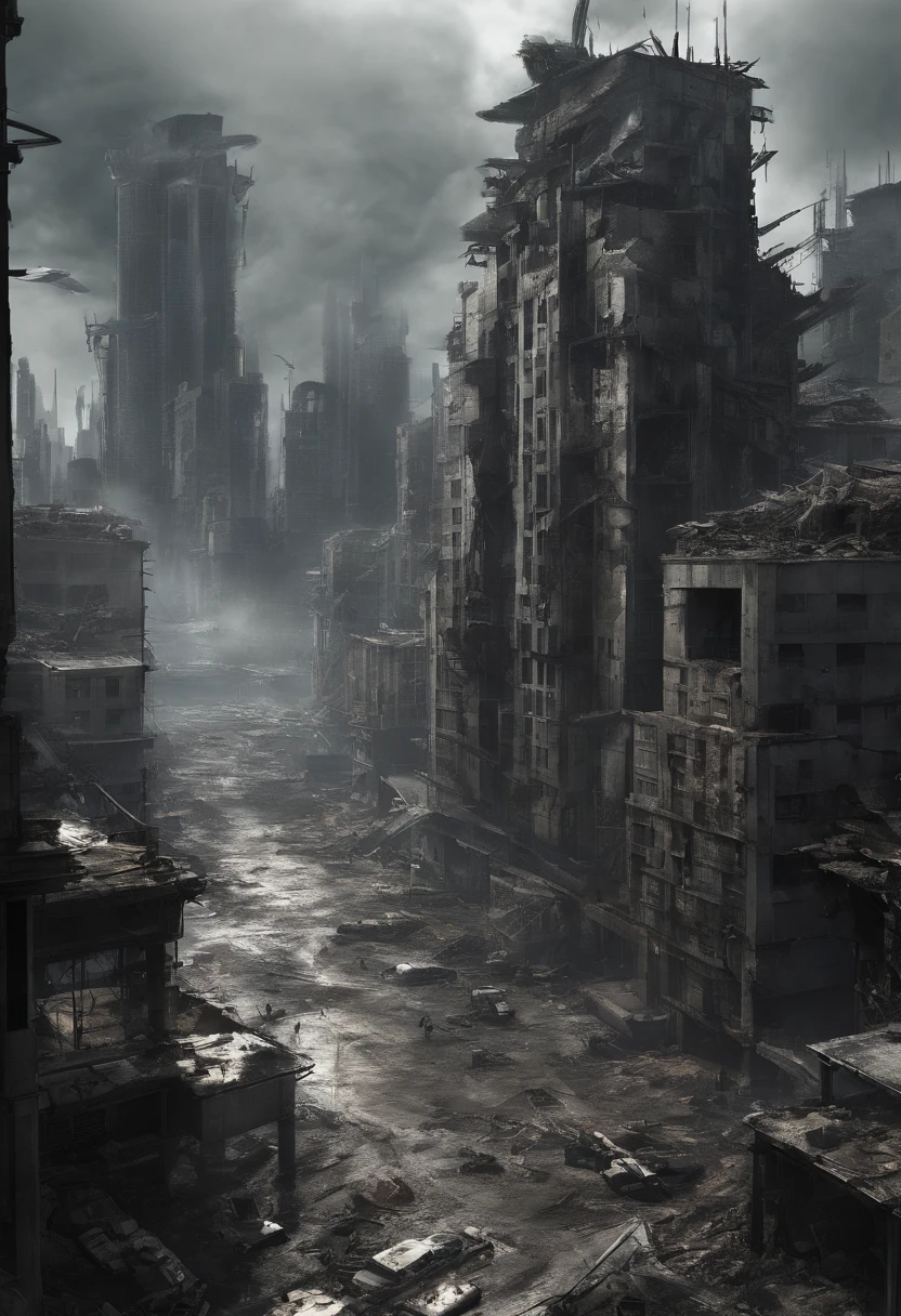 A Dystopian City Destroyed by Robots