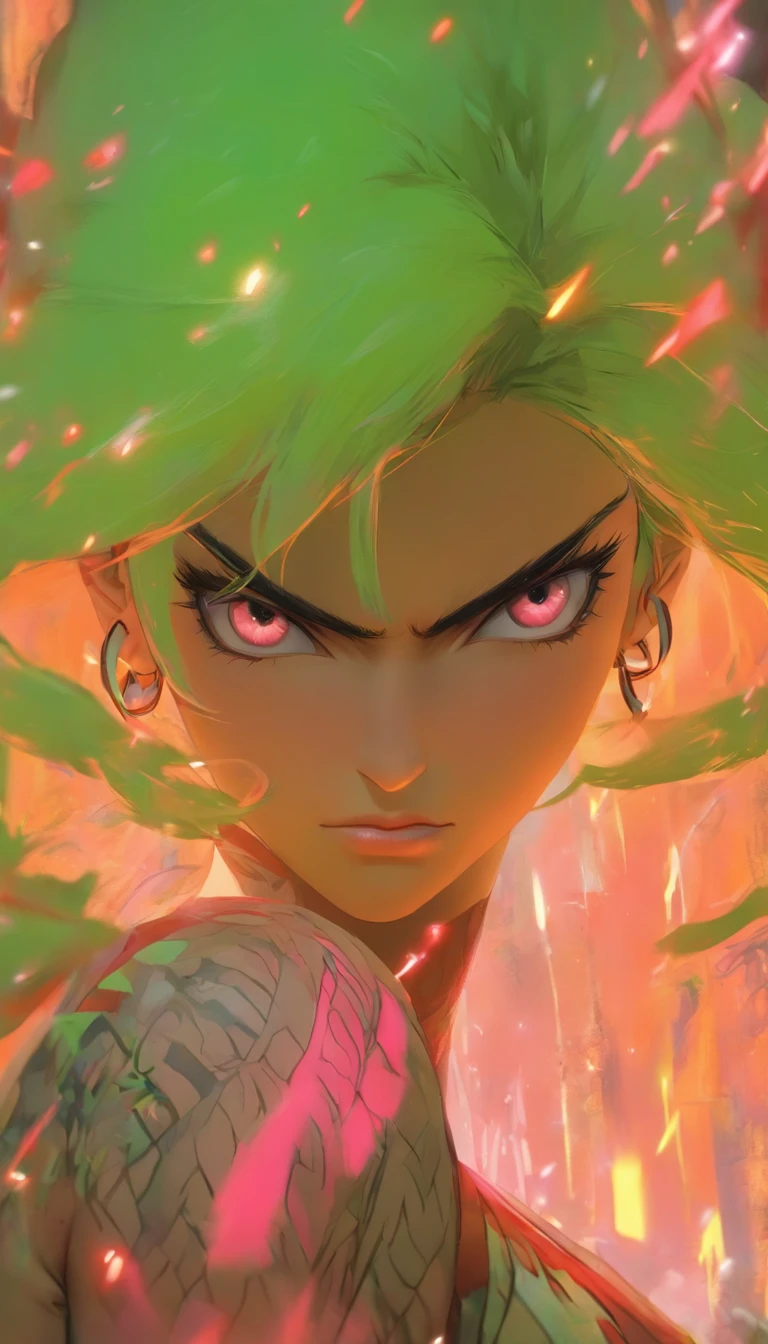 Alisa bosconovitch, melhor qualidade, contemporary, estilo plano, minimalismo, Green Eyes Flat Illustration, cabelo rosa, cabelo curto, cabelos multicoloridos, Camisa Preta, mechanical wings, Head Portrait Close-U, peito pontudo, decote, super decote, middlebreasts, Tekken，cabelo rosa pastel, 1girl, em quimono, hand-painted，Desenho de linha sem cor, colorida do yandere pastel, Tekken, China-style，中景 the scene is，A young girl was standing in front of the gigantic forest turtle，hideous，com espinhos，coloresverdes，Reach out，long messy black hair，Efeitos de brilho，hyper-realistic，Ultra foto Realsisim，Preto e branco estilo de sombra indiana，Prata，Discoloration，mancha，sombra，8k，super-fino，alta qualidade，OC renderizador