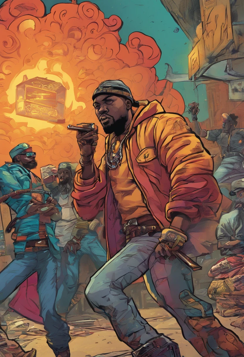 illustration pour cover de musique rap, Curse with Weapons