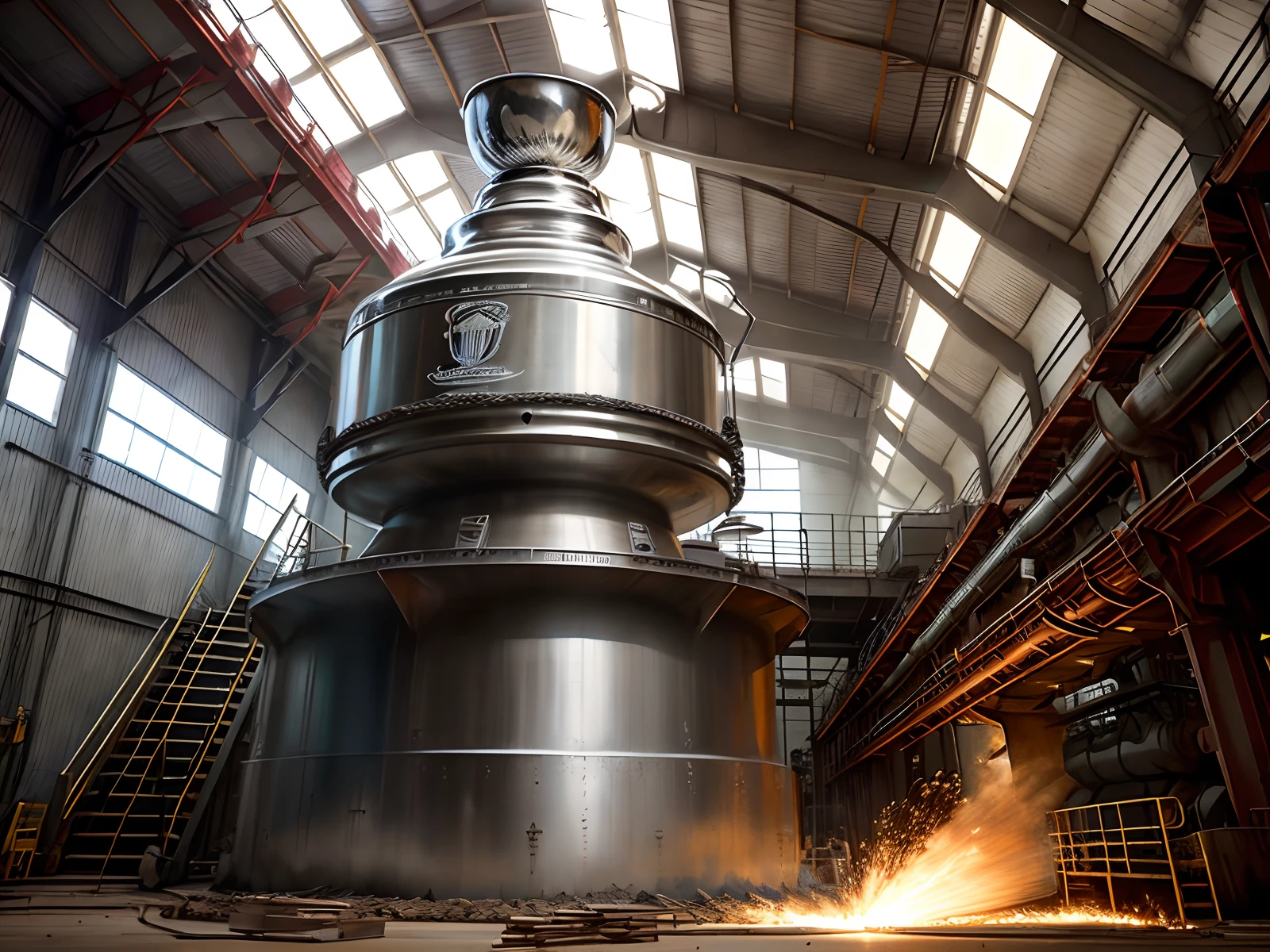 Stanley cup inside a steel mill