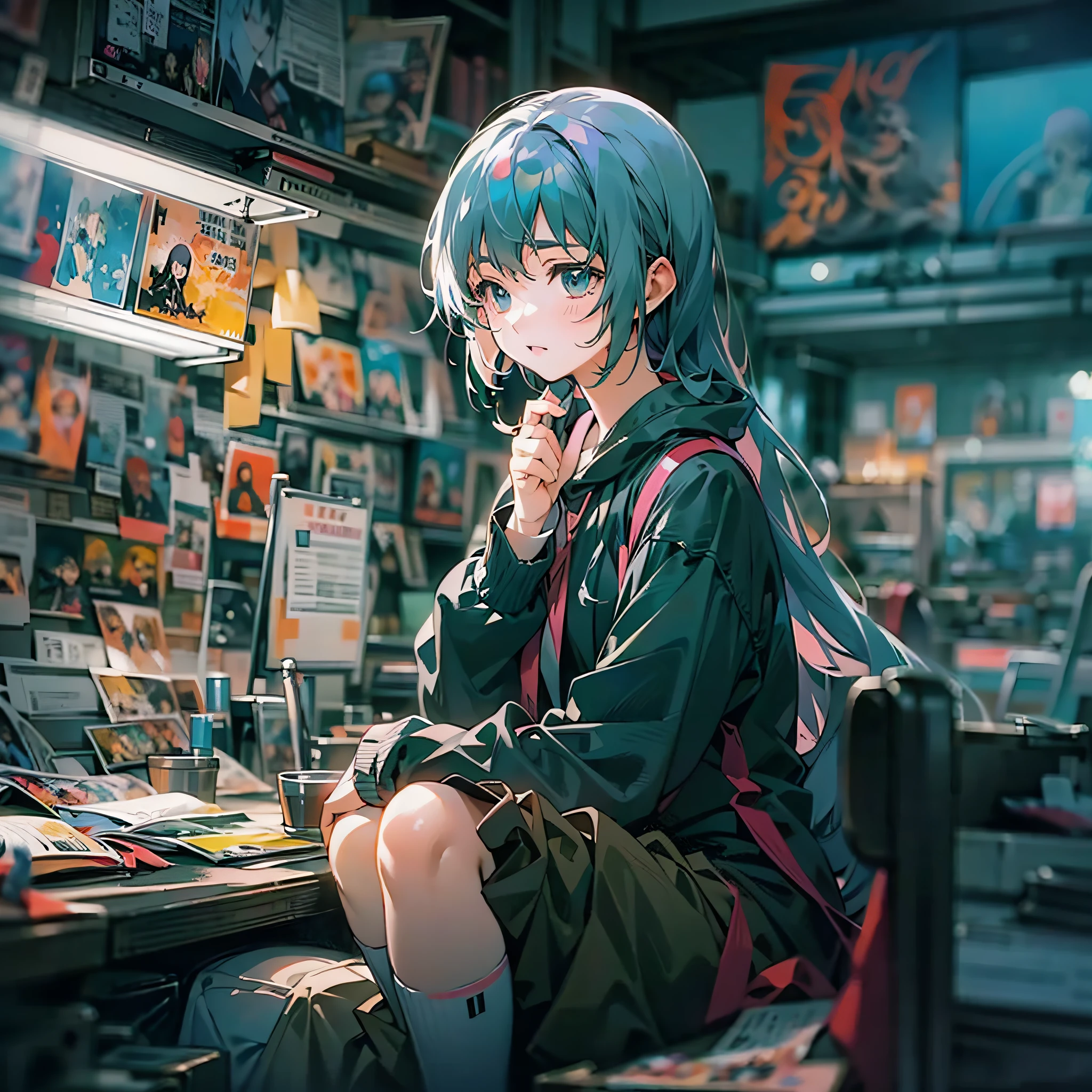 (anime/manga style:1.1), (Fujimoto style:1.1), (blurry background:1.1), (best quality:1.2), (ultra-detailed:1.1), (photo-realistic:1.37), (vivid colors), (studio lighting:1.1), (dark ambiance:0.9),