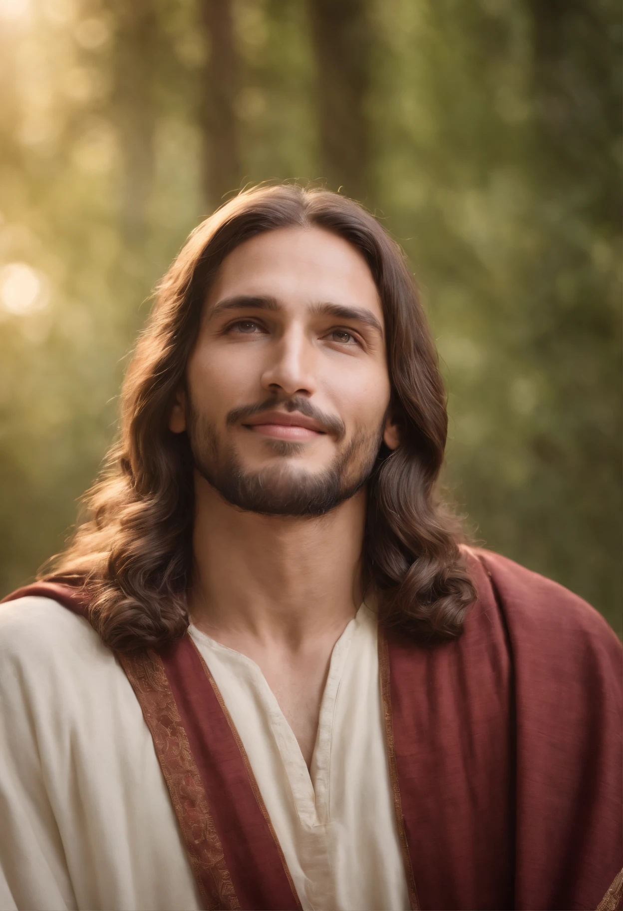 Arafed man with long hair and beard in a red robe - SeaArt AI