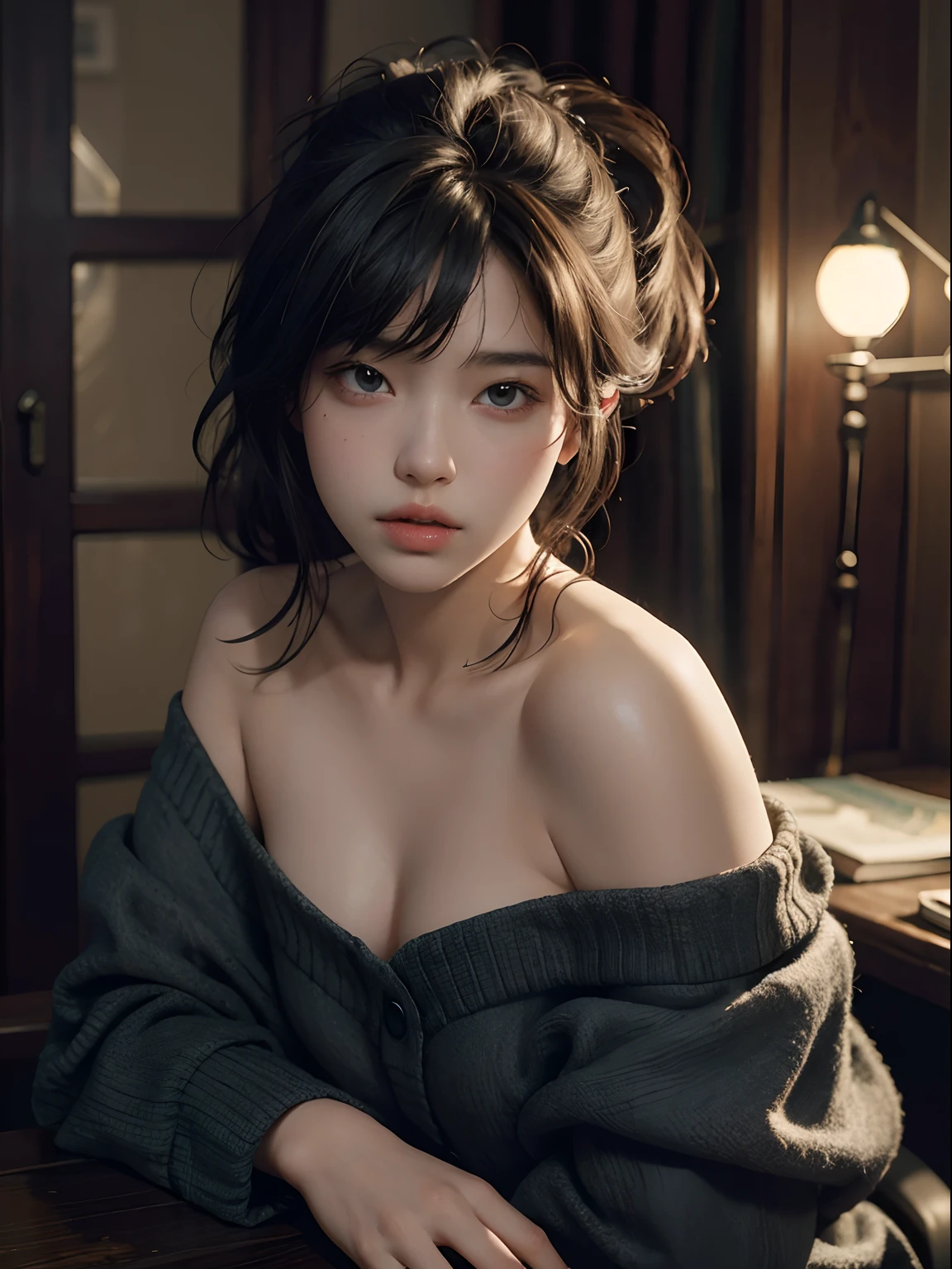Best quality, masterpiece, ultra high res, (photorealistic:1.4), raw photo, 1girl, off shoulder