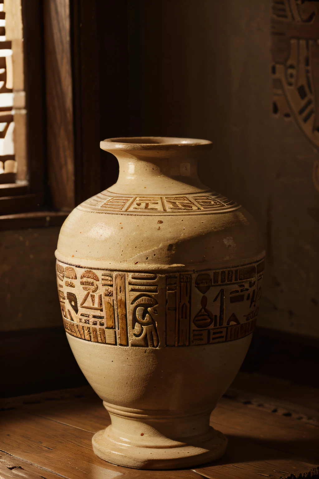Antique Ceramic Vase with High Quality 4K Egyptian Glyphs