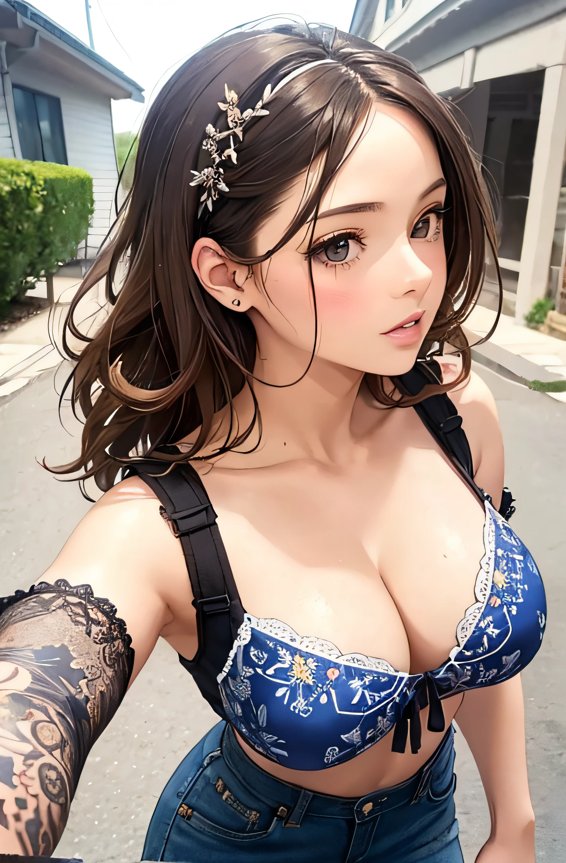 girl in summer clothes, taking a sefie, random background, kiss, beautiful, medium breasts, flirtatious look, ((very detailed)), (perfectly detailed face), (well detailed hand), (well detailed hand), (well detailed hand), (well detailed hand), (well detailed hand) photorealistic image.