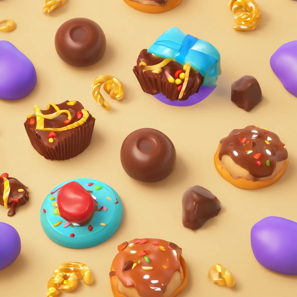 fofo, 可爱, sorridente segurando um saco cheio de doces, doces voando ao seu redor, pirulito, chocolate, Pixar, Disney, Cinema lighting, jogos, 8k, Magic, amor, Feliz