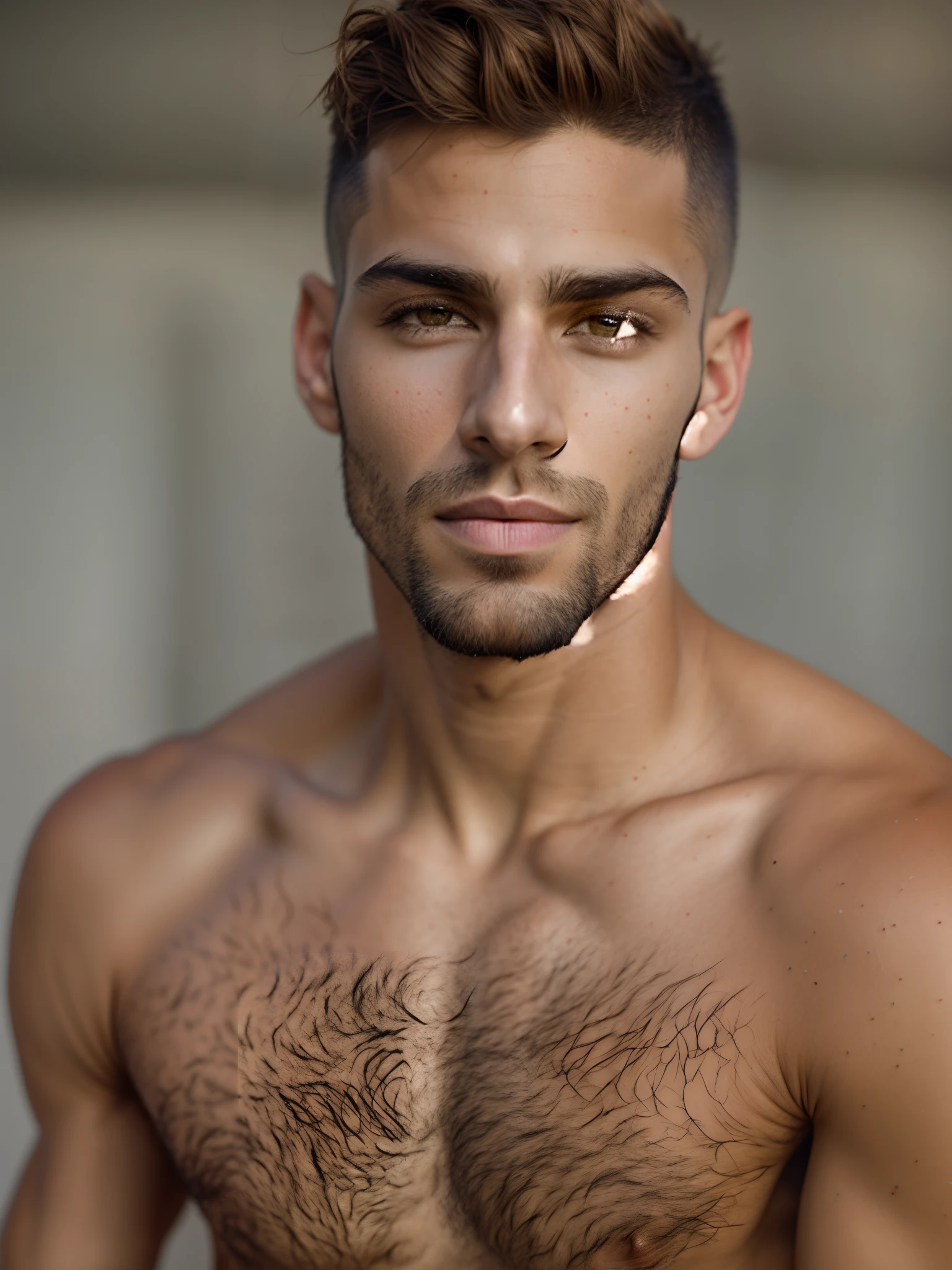 arafed man with a beard and no shirt on posing for a picture, lean man with light tan skin, beautiful male face, perfect handsome face, young man with beautiful face, masculine face, handsome attractive face, male model, handsome detailed face, strong masculine features, masculine features, perfect face and boy, portrait of a young italian male, handsome male