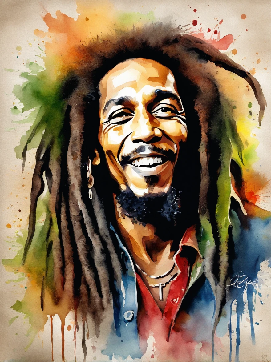 desenho do cantor bob marley, reggae, no estilo pixar
