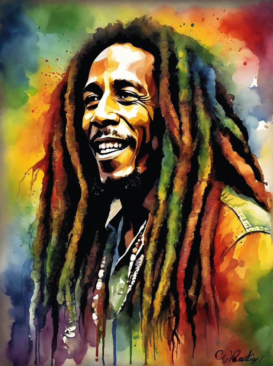 desenho do cantor bob marley, reggae, no estilo pixar