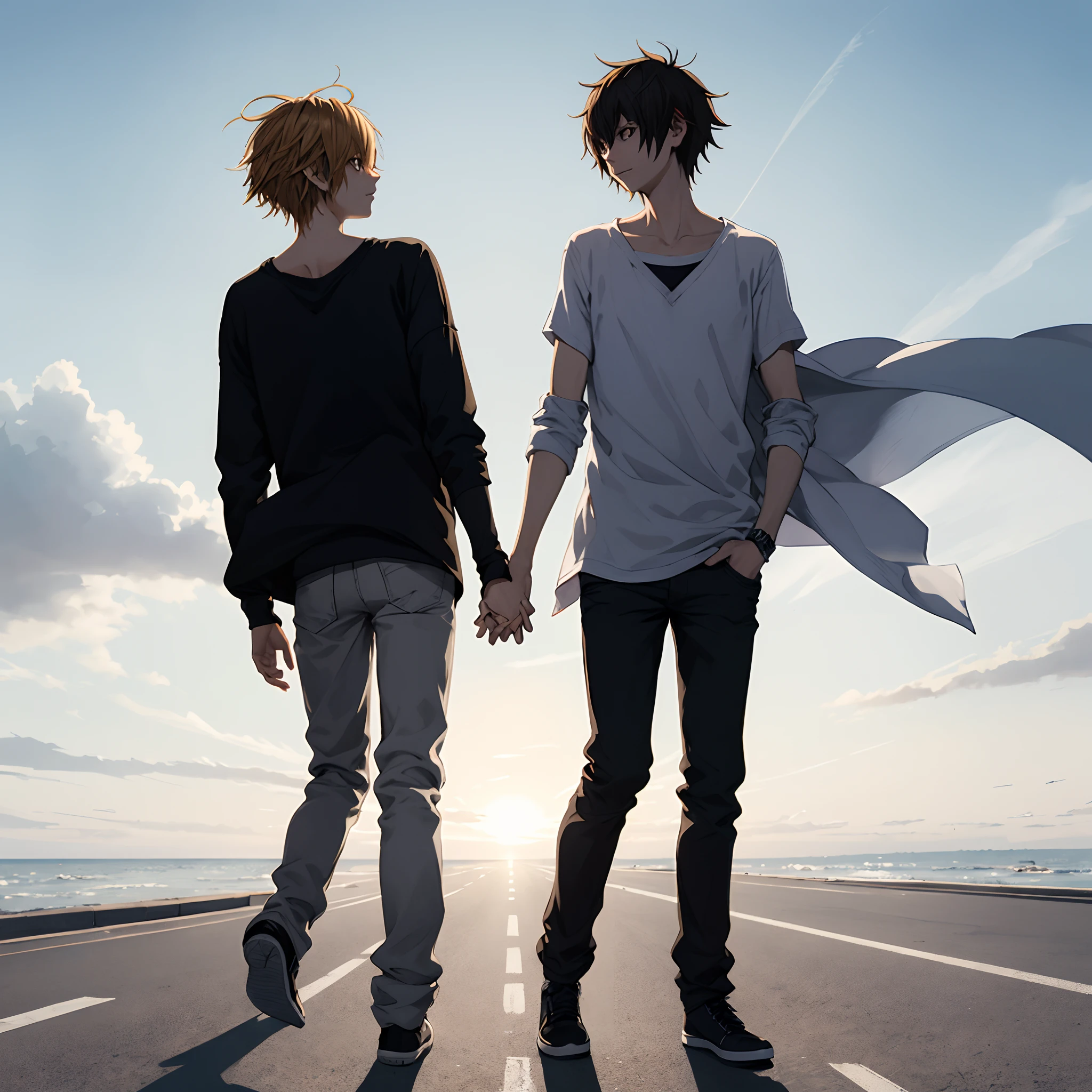 Mello from Death note and matt from Death note holding hands