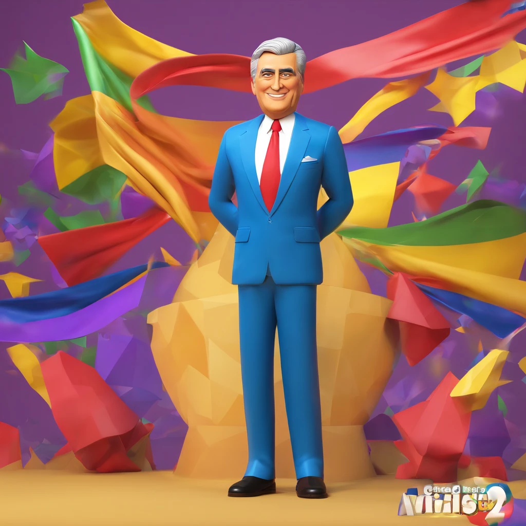 Create an image of the President of Brazil, dressed in a suit and wearing the presidential sash diagonally across the body, in a 3D style reminiscent of Disney animation