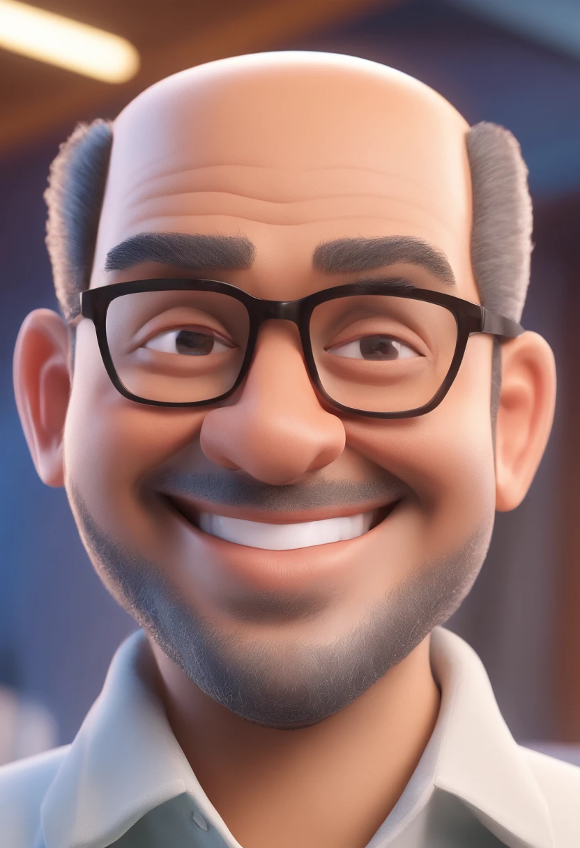 Smiling Man Illustration, sorriso insano, Homem de pele marrom com um sorriso gigante, happily smiling at the camera, sorriso atrevido, he's smiling, sorriso muito grande, Macho sorridente, foto de perfil headshot, rindo sorriso enorme, desenhando no estilo de Arte 3D, c4d, fundo de cor branco puro, estilo disney, estilo pixar render ilustracao Super Detalhe, 8k