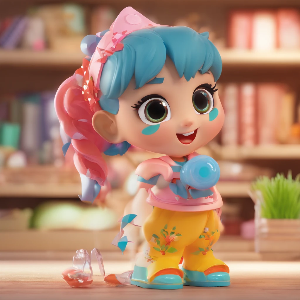 super bonito IP menina por pop mart, olhos brilhantes, querubim,Vestidinho branco, argila, Modelos, um brinquedo de caixa cega, Brilhante e delicado,fundo limpo, Bom brilho, 3D rendering of,best quality