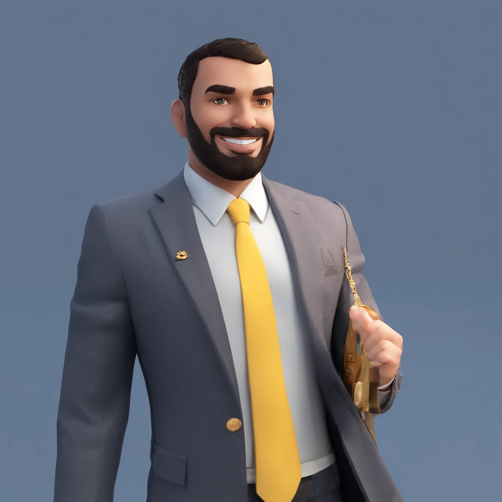 A man, dressed in a suit, wearing the Brazilian presidential sash, 3d, Disney style
