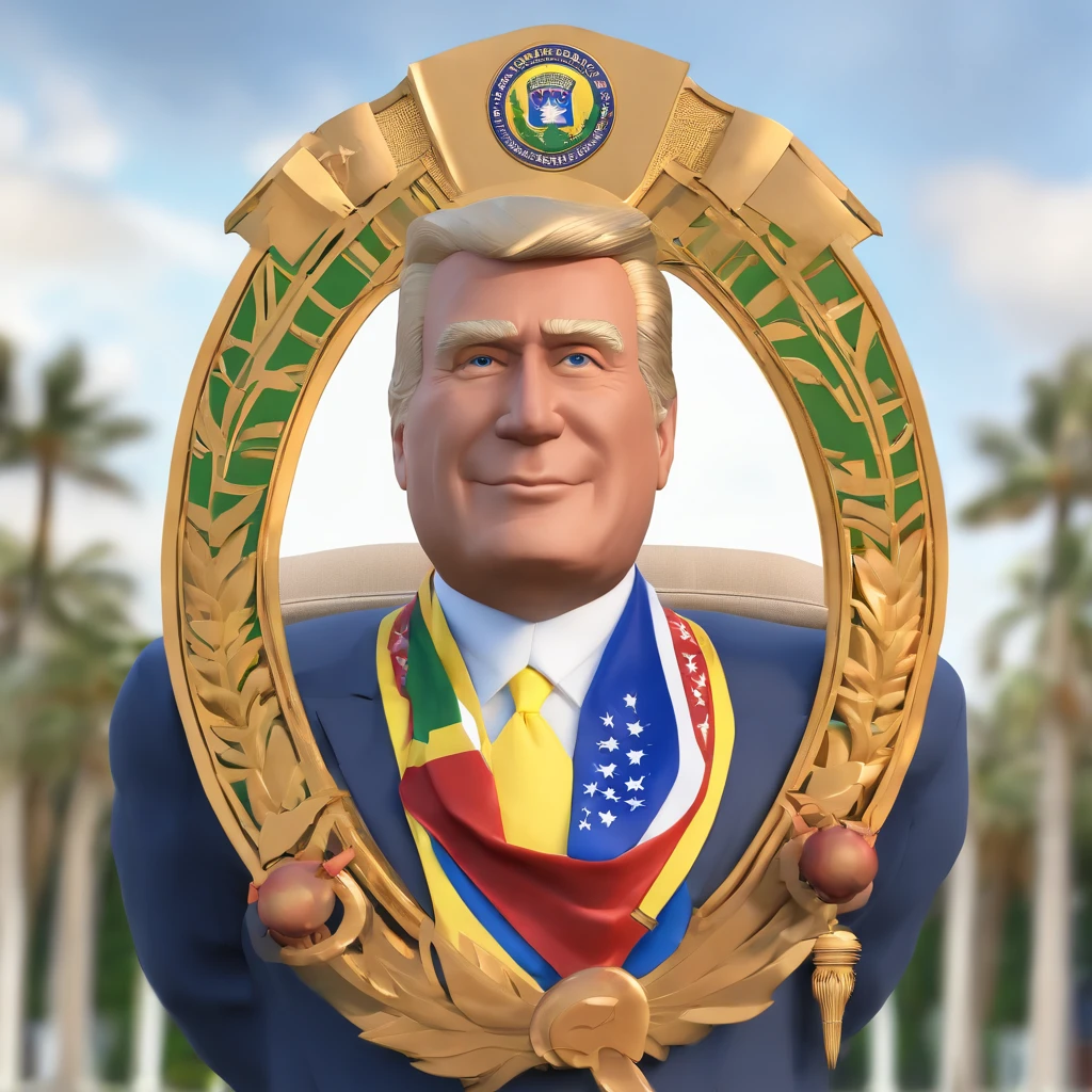 the president, wearing the presidential sash of Brazil, 3d, disney style