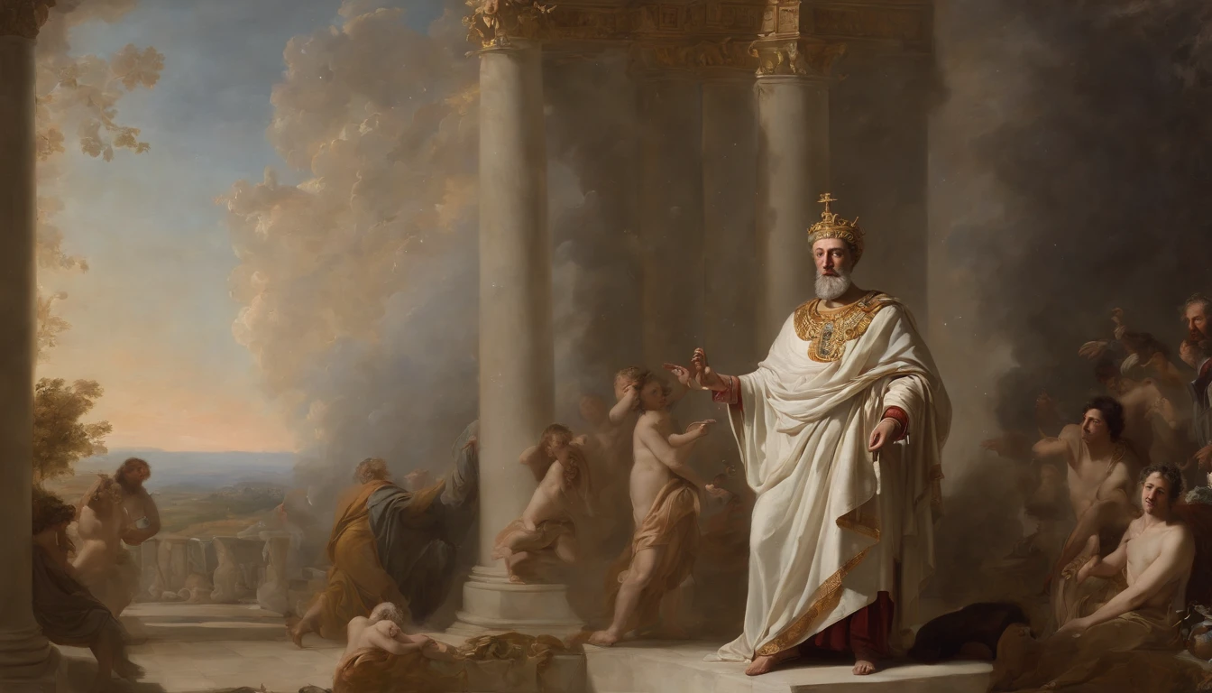 ((artist's interpretation:1.2), (surreal+Historical:1.3)) Rendering of ((The likeness of Marcus Aurelius:1.3)|(The regal countenance of the emperor:1.2)) em um retrato realista, depicted in silhouette lighting amid hazy natural light, ((Ethereal majesty embodied in silhouette:1.4)|(Mystical essence of the emperor in the natural mist)), ((Brilliant symbols of eStoicism in the features and behavior of Marcus Aurelius:1.3)|(Transcendental wisdom in the presence of his regal countenance)), ((Painted form and cosmic background capturing the features worthy of Emperor Marcus Aurelius)|(Historical essence with regal presence in the cosmos)), ((Ethereal and surreal portrait composition of the vision and behavior of Marcus Aurelius)|(History painted beyond reality, Capturing his regal countenance)), ((Enriquecido pela luz solar natural, surrealismo, and his regal presence)|(The wisdom and regal essence of Marcus Aurelius captured in ethereal beauty)), ((Inspirado na arte surreal, Estoicismo, and the dignified presence of the Emperor)|(Influences of historical and cosmic art)), ((Impressionist interpretation of the regal features and behavior of Marcus Aurelius:1.2), (estilo de arte surreal:1.3)), (Vivid and surreal colors capturing the vision and behavior of Marcus Aurelius:1.1), (Ethereal and dreamy atmosphere around the essence and countenance of the Emperor:1.3), ((cosmic enlightenment, surrealismo, and his regal presence)|(Painted wisdom and imperial presence in the cosmic realm)), ((Supernatural perspective capturing the vision of Marcus Aurelius, comportamento, and essence)|(Surreal point of view capturing the essence and real presence)), ((Cosmic symbols, metaphysical presence, e seu semblante digno)|(Artistic cosmic symbolism)), ((Soft focus and ethereal effects emphasizing the vision of Marcus Aurelius, comportamento, and presence)|(Transcendental wisdom and imperial essence)), ((Inspiration from historical literature, surrealismo, e seu semblante digno:1.3)), ((Cosmic symbolism of Marcus Aurelius' vision,