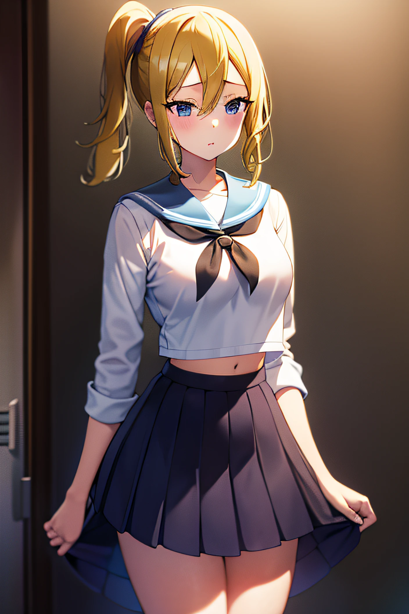 Ai Hayasaka, young girl, blonde woman, in the form of Sailor Fuku, in a skirt, White Matro Shirt, frontal view, Masterpiece quality, beste-Qualit