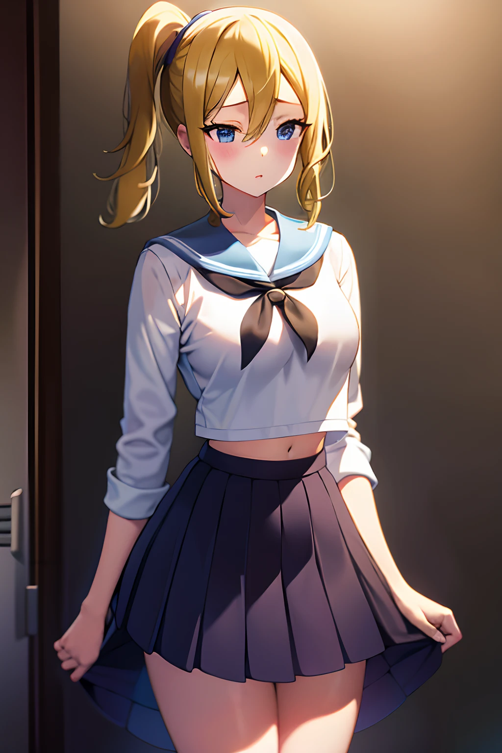 Ai Hayasaka, young girl, blonde woman, in the form of Sailor Fuku, in a skirt, White Matro Shirt, frontal view, Masterpiece quality, beste-Qualit