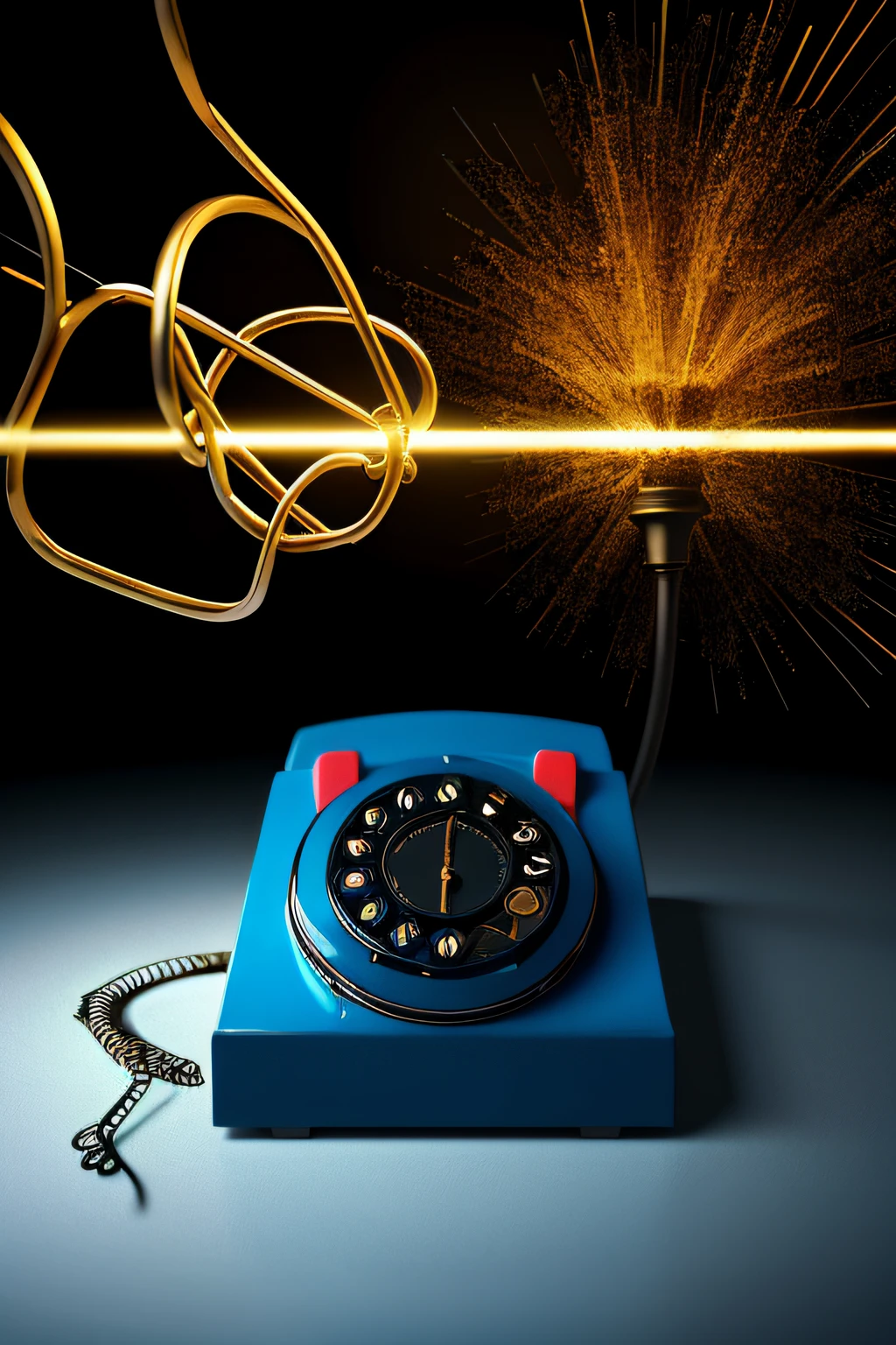 An antibody making a phone call while getting entangled in the telephone cord, captured in a surreal digital illustration inspired by Salvador Dali. The scene features dreamlike melting clocks, with warm, ethereal lighting and a whimsical atmosphere. --v 5 --stylize 1000