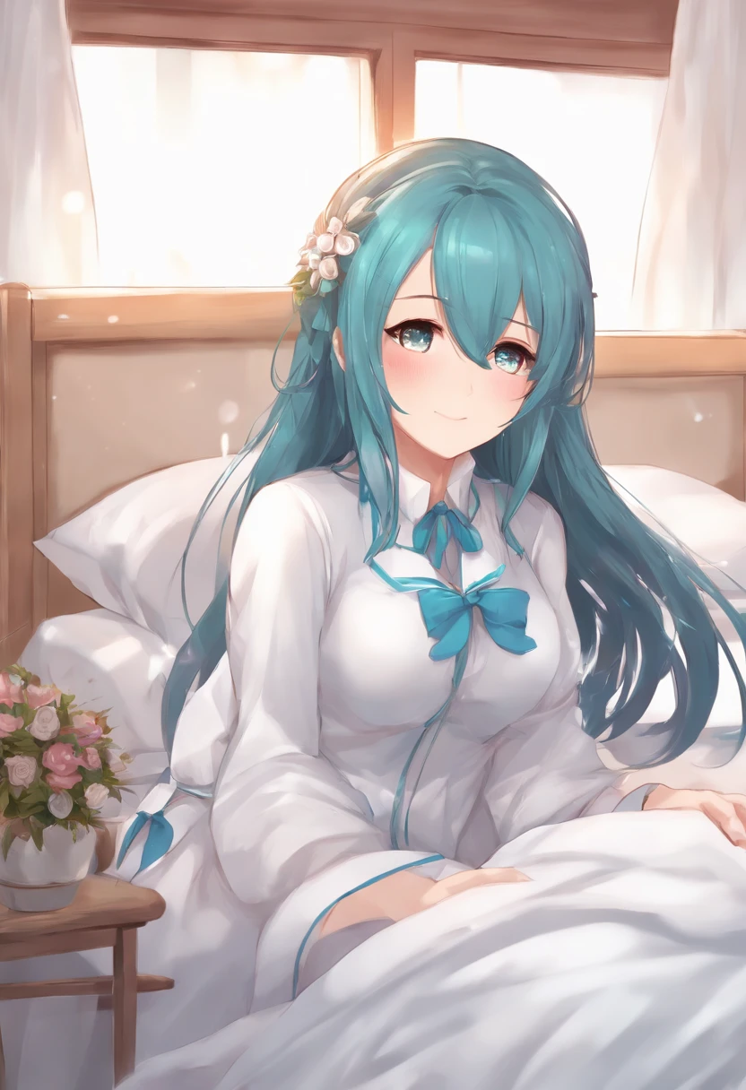 Menina anime na lingerie deitada na cama com cabelo azul, menina anime sedutora, Mikudayo, Melhor Avaliado em Pixiv, Melhor Anime 4K Konachan Wallpaper, Aqua, Konosuba, tou, Ecchi, hatsune miku cabelo curto, Menina anime com cabelo martelo, sorriso provocante, menina anime atraente, Popular em Pixiv