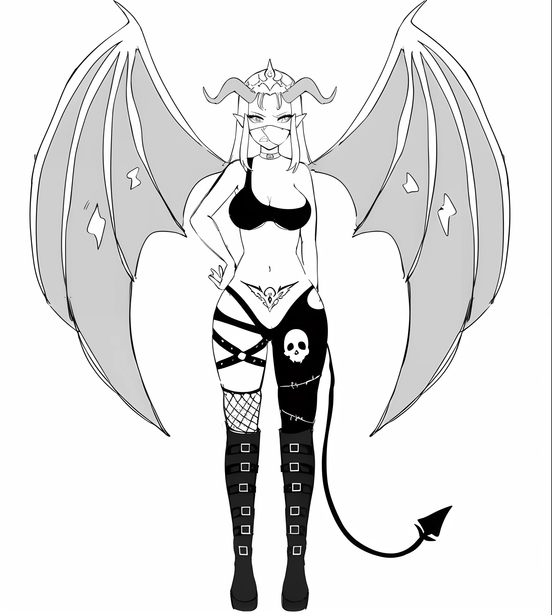 A drawing of a woman with a devilish tail and a demonic tail, Demon girl, succubus, succubus | medieval, demoness, mulher do diabo de corpo inteiro, Succubus bonito, Succubus em vestido curto apertado,  anime demon, demon woman, monstergirl, mara demon, white horns queen demon, Succubus no retrato do vestido de sol, portrait of demon girl