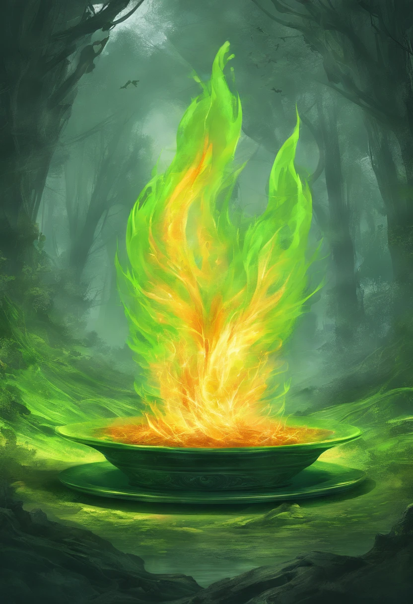 Green flame in a giant plate