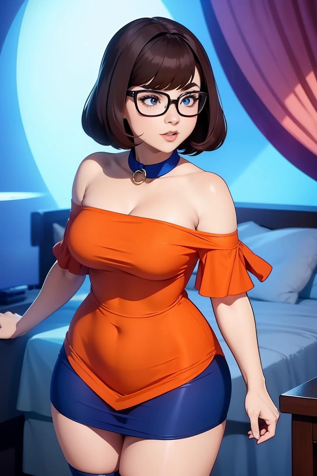 Velma com vestido curto mostrando sua bucetinha molhadinha fudida pelo o Scooby doo de quatro