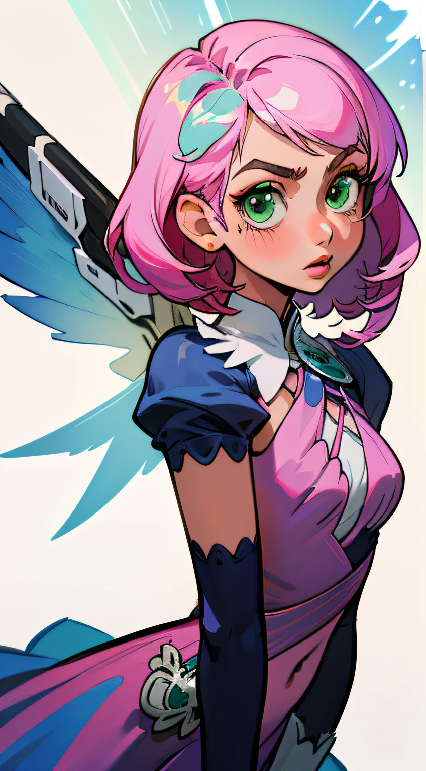 Alisa bosconovitch, melhor qualidade, contemporary, estilo plano, minimalismo, Green Eyes Flat Illustration, cabelo rosa, cabelo curto, cabelos multicoloridos, Camisa Preta, mechanical wings, Head Portrait Close-U, peito pontudo, decote, super decote, middlebreasts, Tekken，cabelo rosa pastel, 1girl, em quimono, hand-painted，Desenho de linha sem cor, colorida do yandere pastel, Tekken, Super cute pink hair girl with gothic makeup on the side, com roupa de empregada，figura esbelta，robusto，He sat on the floor，Vestido com roupas de empregada rosa e branco，cabelos muito curtos，com orelhas de gato，quadratic element，, kawaii cor-de-rosa na roupa da era de 1910, Alisa Bosconovich pink lips, no estilo da paleta de cores suave aurorapunk, an anime illustration of his face, gifs animados, hand drawn animation, charming sketches, suave e brilhante, romantismo nebuloso, Estilo Superflat, fundo branco - ar 1:1 - niji 5 - estilo expressivo --s 50 ,Pink kawaii girl in the era of 1920s clothesPink eagles, vestindo uma camisa branca brilhante, no estilo da paleta de cores suave aurorapunk, an anime illustration of his face, gifs animados, hand drawn animation, charming sketches, suave e brilhante, romantismo nebuloso, Estilo Superflat, fundo branco - ar 1:1 - niji 5 - estilo expressivo --s 50, Absurdo, alto, ultra detalhados, (1girl:1.3), quebrar , Crie uma imagem com uma bela caligrafia