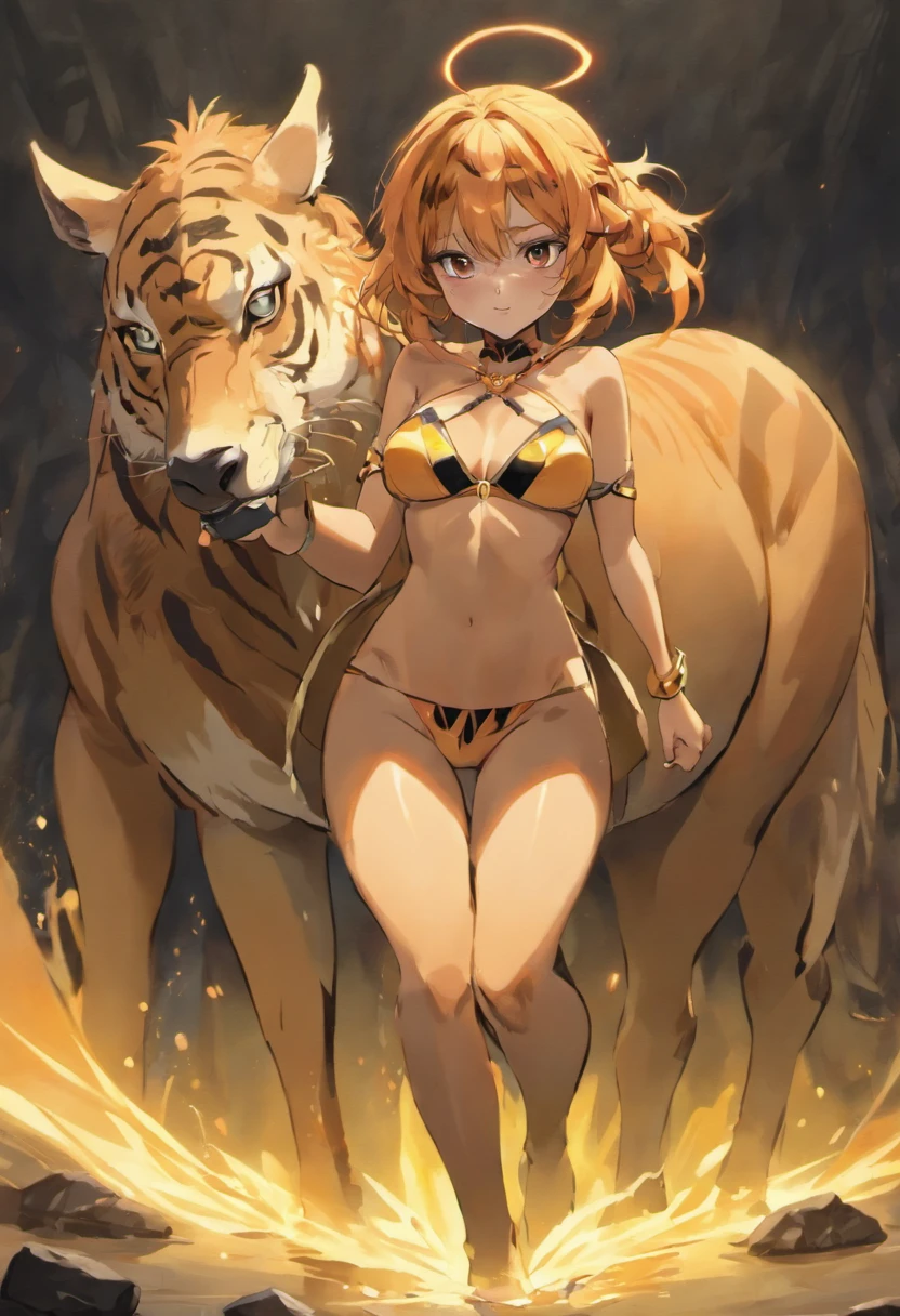 (best quality, highres:1.2), ultra-detailed, (realistic:1.37), an anime-style centaur with tiger paws, vibrant colors, anime-style shading