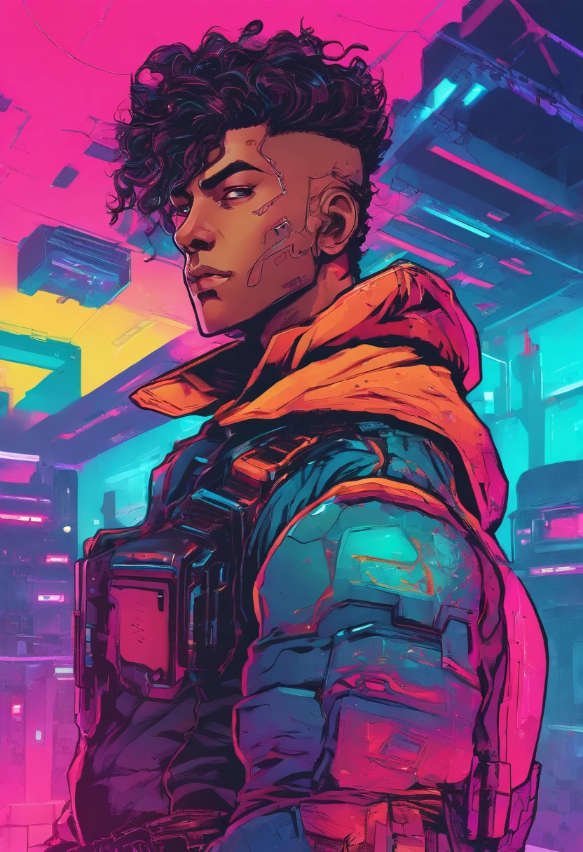 Homem jovem, roupas estilosas, cabelo curto preto, musculoso