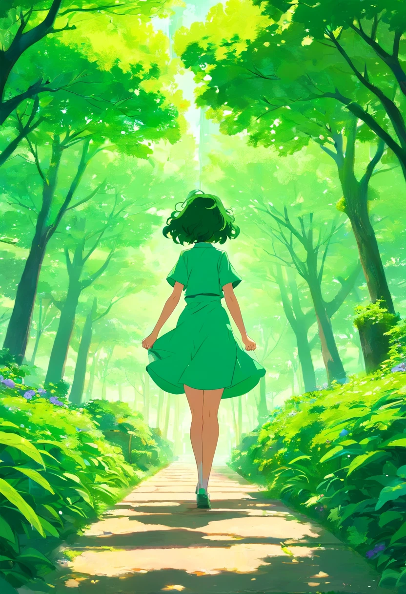 tatsumaki en un parque sentada con mirada de enamorada, esperandote, anime