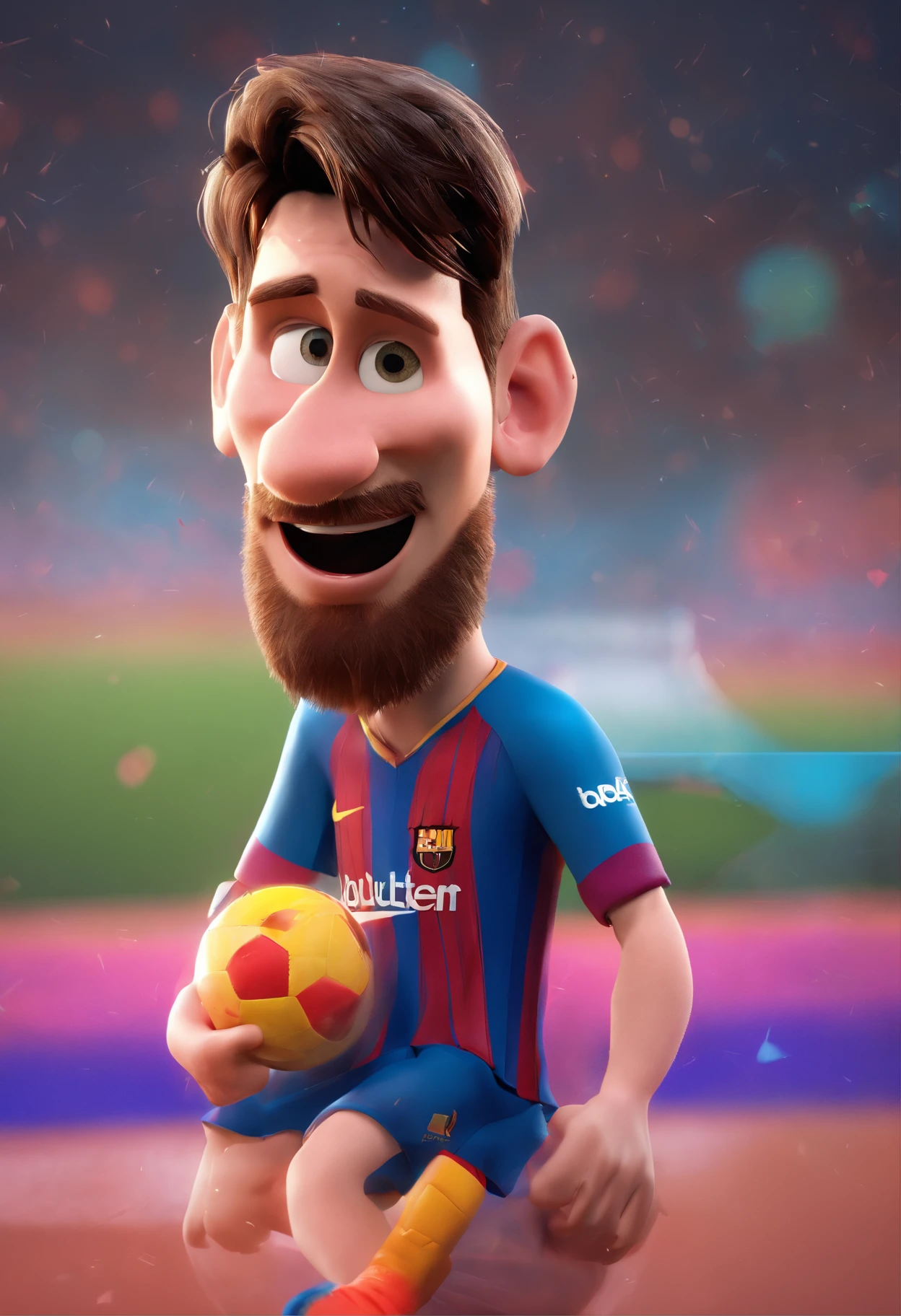 Lionel Messi, (estilo pixar) (cartoon) (obra-prima:1.2) (bokeh) (melhor qualidade) (pele detalhada) (textura detalhada) (8k)  (cinematic lighthing) (foco nítido) (32 anos) (Ultra Definition)