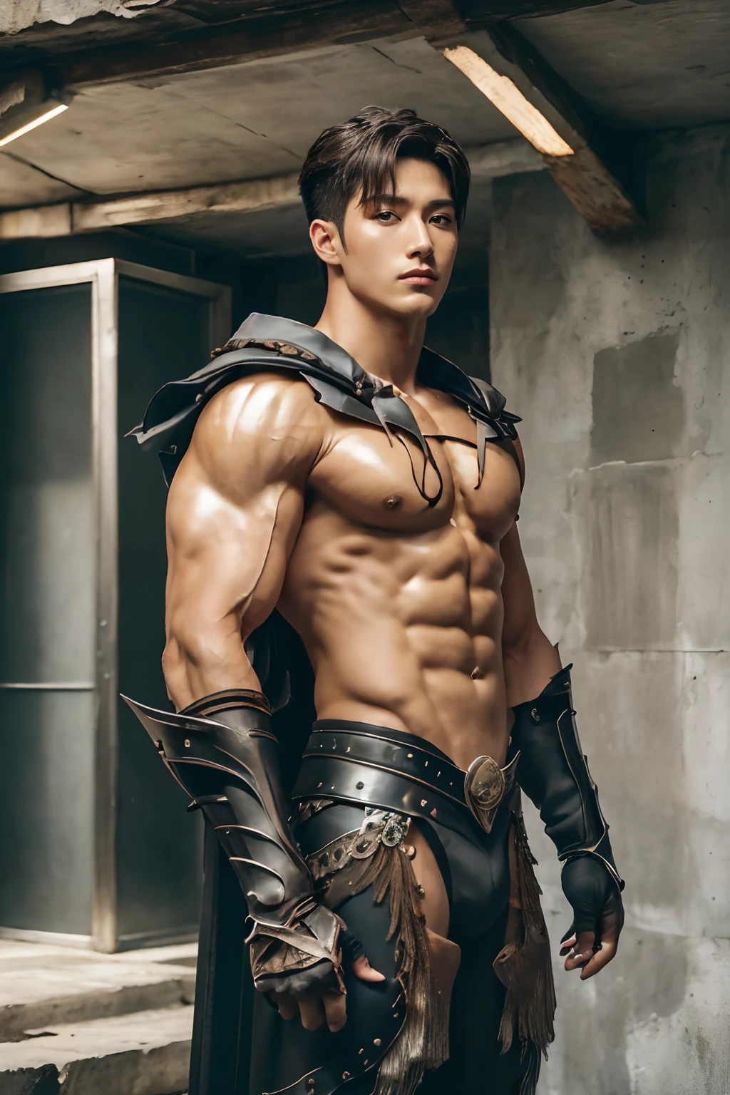 (fotorreaLista), Obra maestra:1.5, La mejor caLidad, reaLista, Imagen real, Detalles intrincados, 1 hombre coreno, Enfoque mascuLino, solo, Cara perfecta, extremadamente guapo, atletic, Cinematographer, Obra maestra, Matices meticulosos, Supreme Resolution, 12k, Ultradefinido. Cinematographer, Detalles intrincados, absurdos, 10K, hiperdetallado. Imagina 1 hombre masculino coreano, (Korean Man Looking Like K-pop Idol), 20yo, face symmetrical, cara hermosa, (pelo corto y negro de hombre: 1.5), pecho musculoso, cadera grande, tapas de metal, metalic gloves, protectores de cuerpo de metal, piel blanca, Pecs, escote, mostrando el pecho coluptuoso, (Pose de combate, dynamic  pose, Tiene una espada en sus manos Listo para atacar), ((Man is on a battlefield)), ultrahigh resolution, 8k, HDR, alto detalle, Ojos perfectos, Ojos rojos detallados, Cara detallada, cara brillante, dynamic  lighting, Luces, Pose intrincada, Muy detallado intrincado, Belleza impresionante, Pure perfection, Presencia Divina, inolvidable, impresionante, volumetric light, pies perfectos, Pies mascuLinos grandes, Manos perfectas, Manos mascuLinas grandes, (cuerpo perfecto, Manos perfectas, pies perfectos, Perfect muscles):1.8, (Anatomically correct):1.5, realista