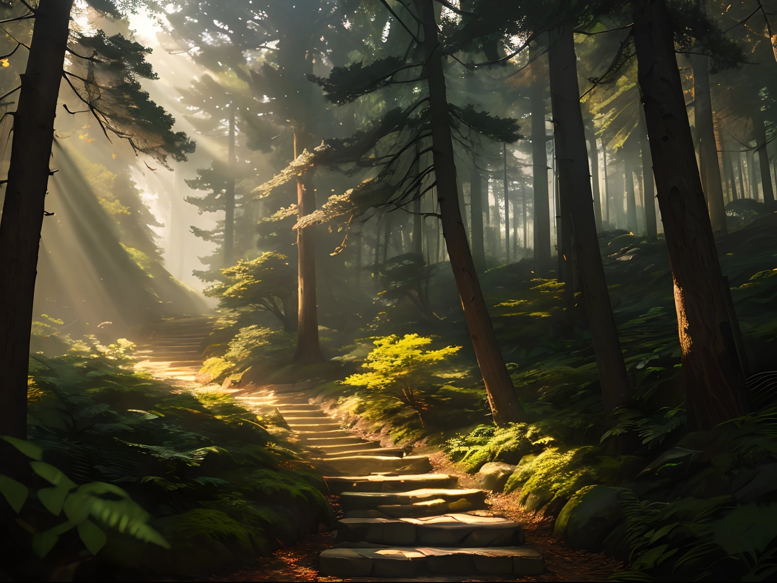 (masutepiece, Best Quality, Highly detailed, Convoluted), forested background,Cinematic composition, Beautiful lighting