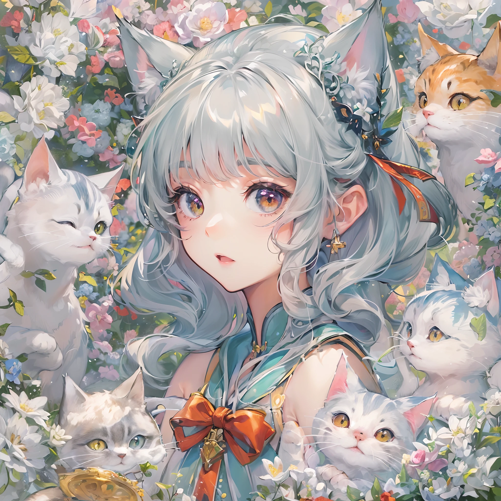 ((Finest quality)),(超A high resolution),(ultra-detailliert),(Meticulous portrayal),((Best Anime)),(Finest works of art),sharpnes,Clair, ((catss:1.5)),round,blissful,pleasant,kawaii,