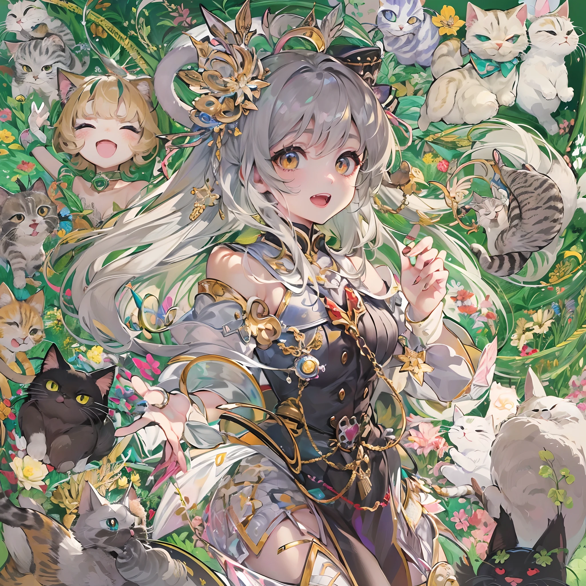 ((Finest quality)),(超A high resolution),(ultra-detailliert),(Meticulous portrayal),((Best Anime)),(Finest works of art),sharpnes,Clair, ((catss:1.5)),round,blissful,pleasant,kawaii,