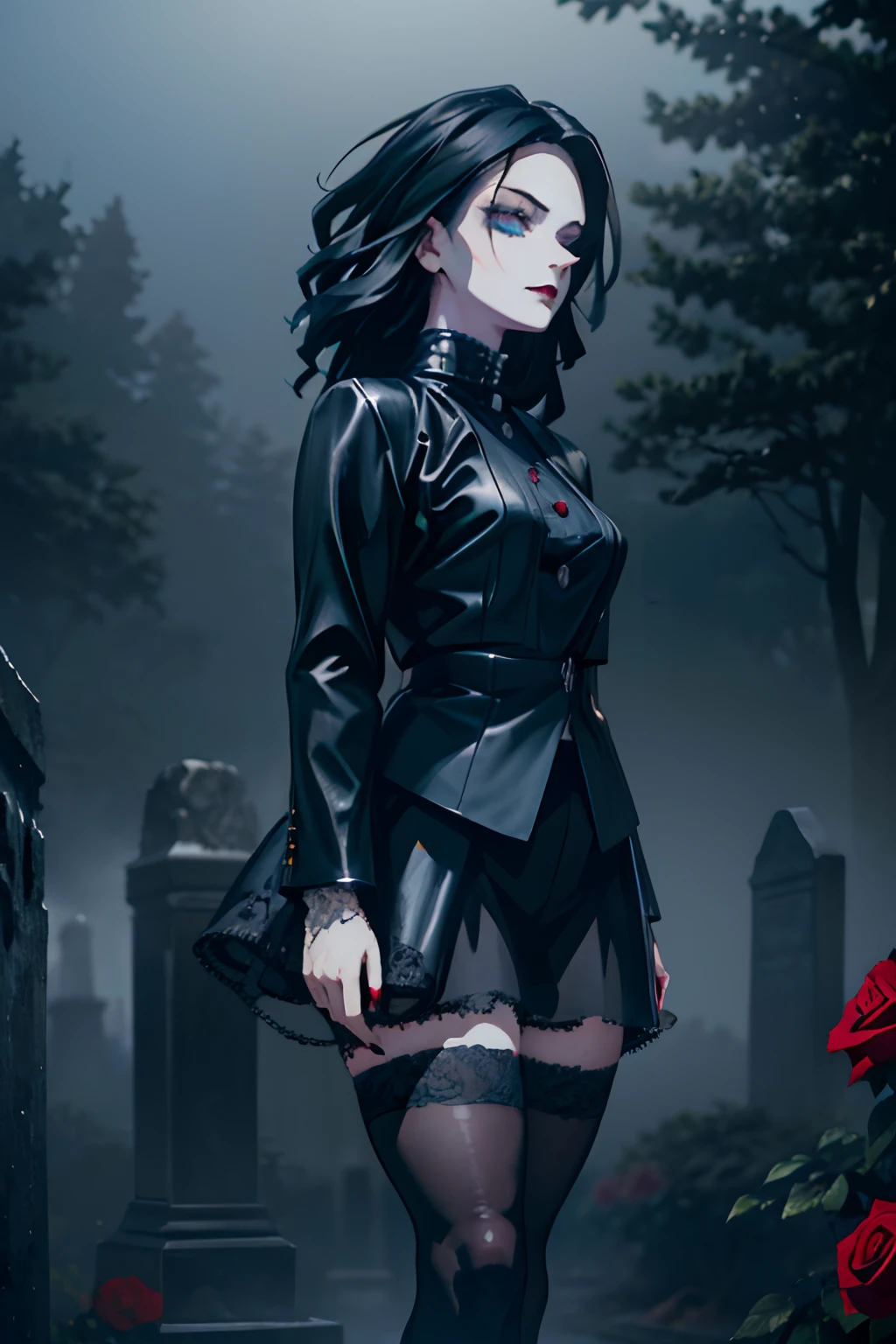Sexy Tween Wednesday addams naked in graveyard at night under the full moon --auto
