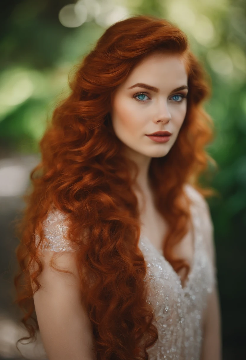 menina ruiva de cabelos curtos, She's beautiful and she's got blue eyes, Ela tem 19 anos, Your hair is red, ela usa uma roupa verde da escola