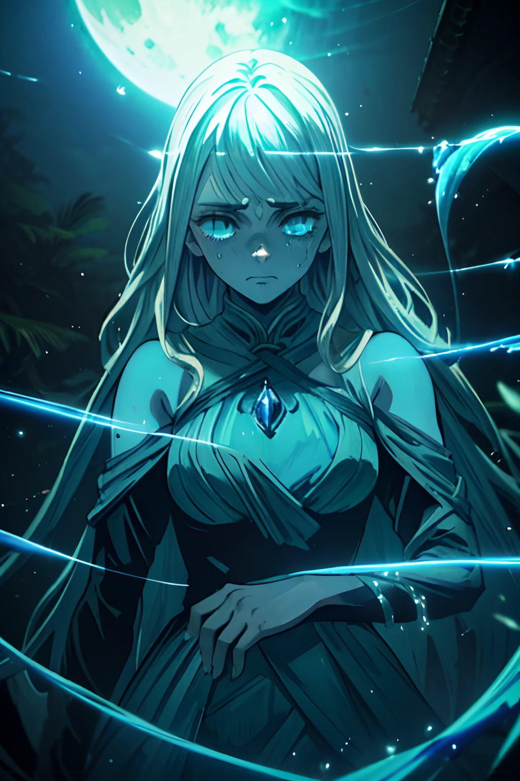 ZRPGSTYLE, De_lado de_Below Beautiful Scary Woman Made of Water (expression of sadness:1.2) Mulher com (long water hair:1.2) Coming out of the water Moss Smoke Vines stirring water Fireflies midnight moonlight (master part:1.2) (best quality) (circunstanciado) (intrincado) (8k) (HDR) (papel de parede) (Cinematic lighting) (foco nítido)