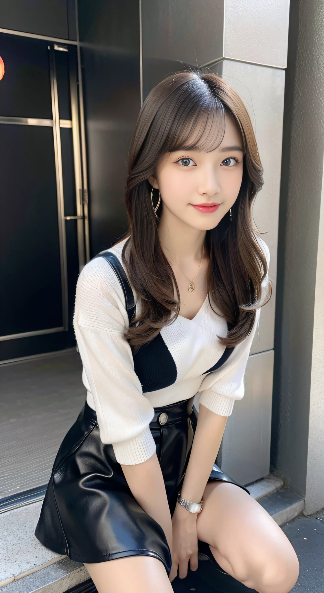 (((32K,very high res, high detailing, highly accurate,Maiden 1:1.5))),Raw photo & realistic atmosphere,beautiful dark blue eyes,Detailed mouth,Glossy lips,Detailed eyebrows,Soft white skin that shines with every detail,,Eyes drawn in detail、Very beautiful eyes with azure eyes,Detailed lips、Very beautiful face,Very well-formed face、Lifelike face,shiny beautiful lips,Beautiful eyebrows,Infinite reality,Best design,(Insanely cute Japan -yeld hischool girl,,Beautifully shaped breasts,Very cute beautiful girl,Little Gilthy body,Outstanding style:1.5),Best Natural Makeup,Japanese ido,Korean Idols,Young sensual idol,Moist eyes,Dark Beautiful Deep Eyes,Beautiful butt,beauty legs,,camel's foot,:1.3),超A high resolution、,Natural and realistic face,Back lighting,Pure eyes are too cute,(((photorealisim,Photograph the whole body))),,Reality Live Action,(Fashionable earrings,,a necklace,A bracelet,gyuru,Glossy nail art,American Street Winter Fashion,outer,Unique skirt,Leather shoes,Calm and fashionable girl,light brown hair,short-hair,独奏,Lori,little smiling,full body Esbian,Show full-body fashion,Sit up,Show me your leather shoes, Only beauty young cute 15 year old girld girl with beau anarismeenage fashion magazine shoot,K-POP hobbyist,Fashion that seems to be in Koreatown:1.7),Shin-Okubo's Koreatown