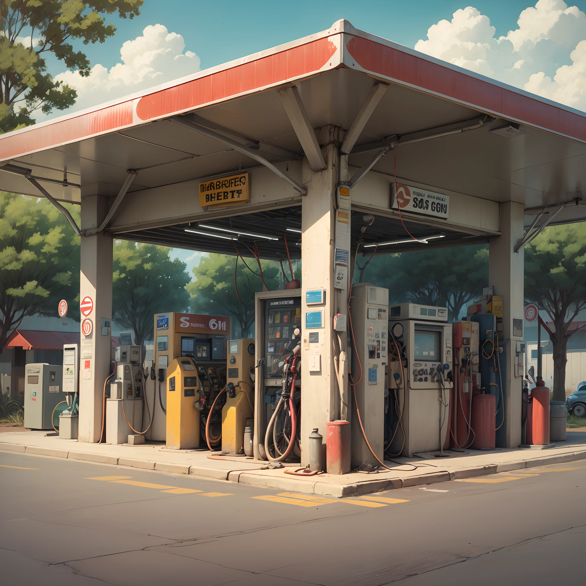 gas station with fuel pump, cartoon --auto --s2