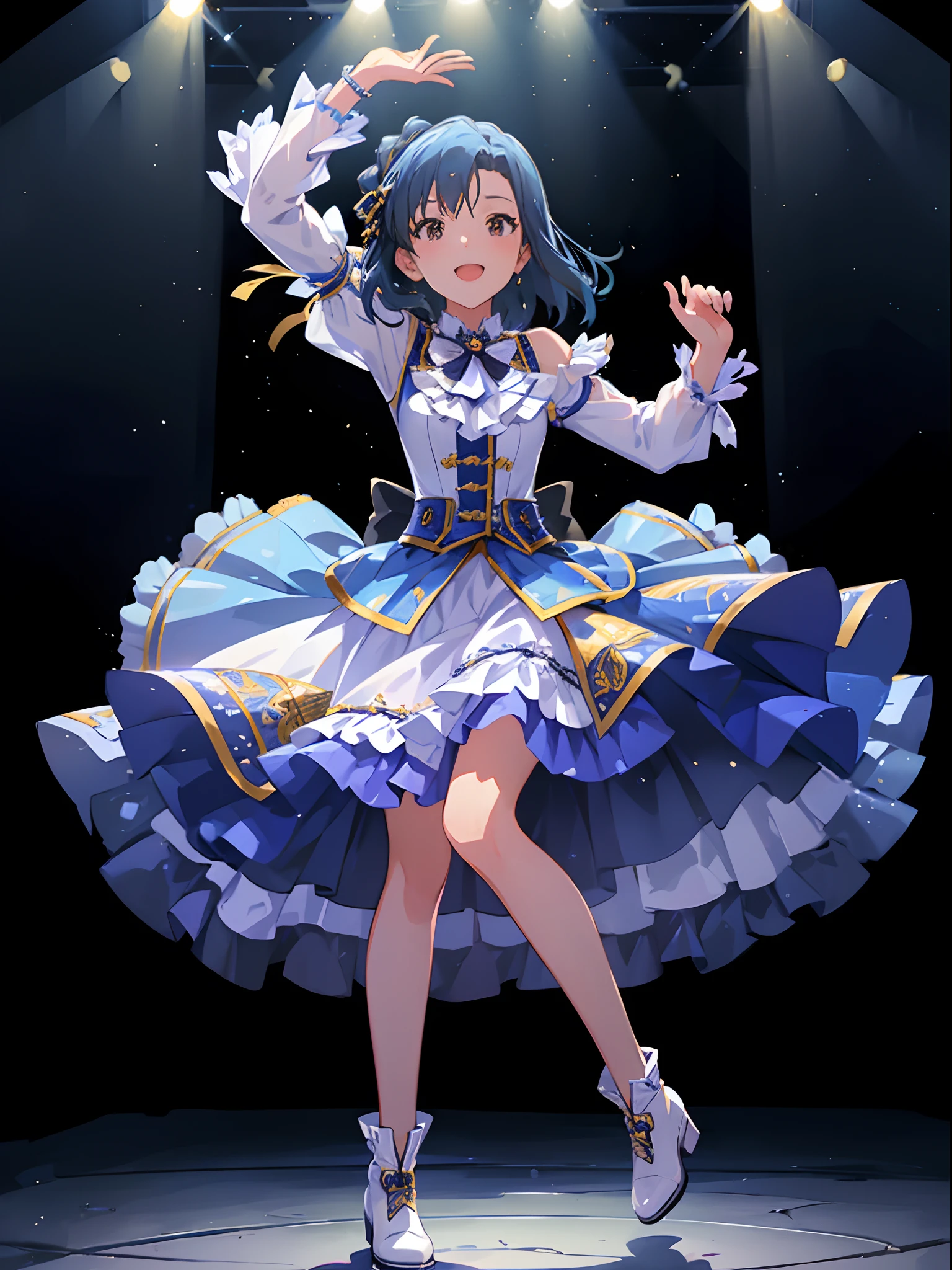 best quality, ultra-detailed, (1girl, solo,<lyco:little_my_cinderella-v1:1>, littlemycinderella, mullet,  standing, smile), indoors