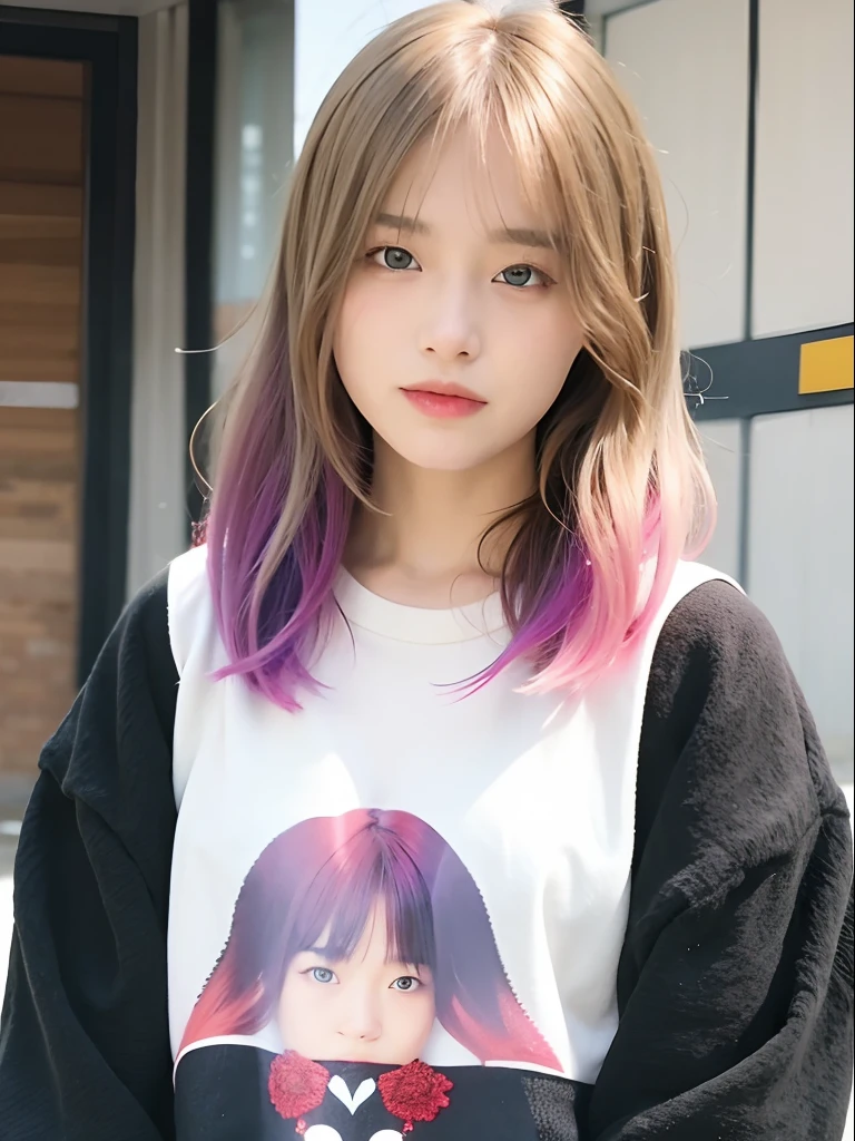 mix4,(top-quality), (Photorealsitic),(Background with a shabby white door:1.2), 1womanl, The upper part of the body, High Detail Face,, (Very light hair color on the inner)、FujifilmXT3、 (8K)、Less bangs、(shorth hair:1.3)、(Hair with outward ends:1.6)、Wet hair、ssmile、Delicate and realistic skin and hair、(cowboy shot:1.5)、Patterned lace clothes、(Medium bob hair:1.1)、(Overlapping blonde hair color:1.5)、Less hair、adultlike face、Looking here、(Clothing that covers the shoulders:1.5)、Splash outside、Winter clothes、(Turn around and smile:1.3)、(Very light hair color on the inside of the hair:2)、Variety of hair colors、(Hair color mixed with various colors:1.8)、Unicorn Color、Rainbow Color、inner colored、Hair that has been bleached many times、(Hair color close to white:1.5)、1 persons、Dramatic、Flowing side hair、Layered Hair Color、model poses、Twisting the body、Partially black hair、Beautiful body lines