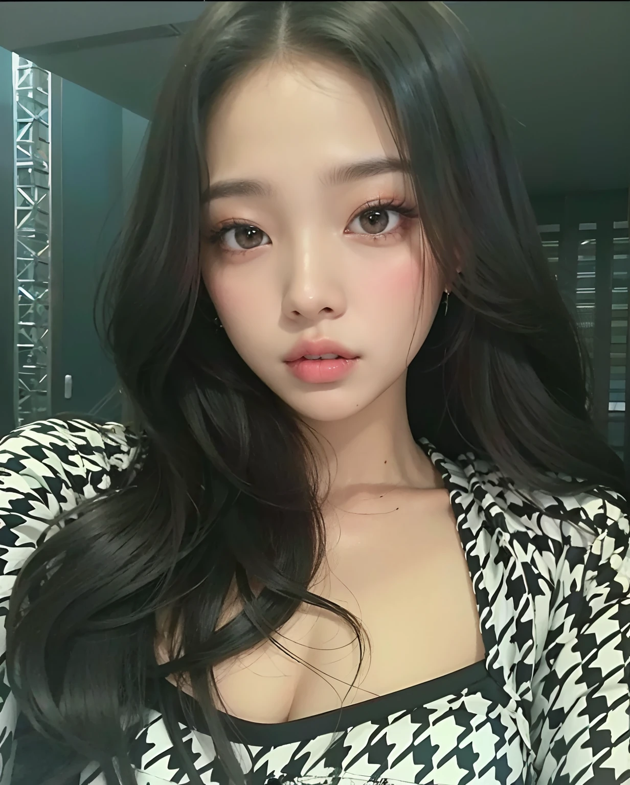 um close up de uma mulher com cabelos compridos usando um top preto e branco, jennie blackpink, jossi do blackpink, Parque Roseanne do Blackpink, Retrato de Jossi de Blackpink, tzuyu de duas vezes, Heonhwa Choe, Jaeyeon Nam, Parque Ji-min, Jinyoung Canela, Dom Yunjoo, Lalisa Manoban do Blackpink, 韓国アイドル