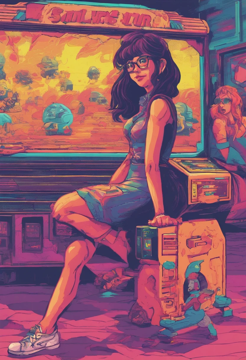mdjrny-v4 style full length of photo of a ultra realistic beautiful cute girl, oval face, use glasses, short black hair, extremely detail, smile and funny, walk on the road, , natural light, pale sunrise, cinematic lighting, low angle, 4k, hyper realistic, focused, extreme details