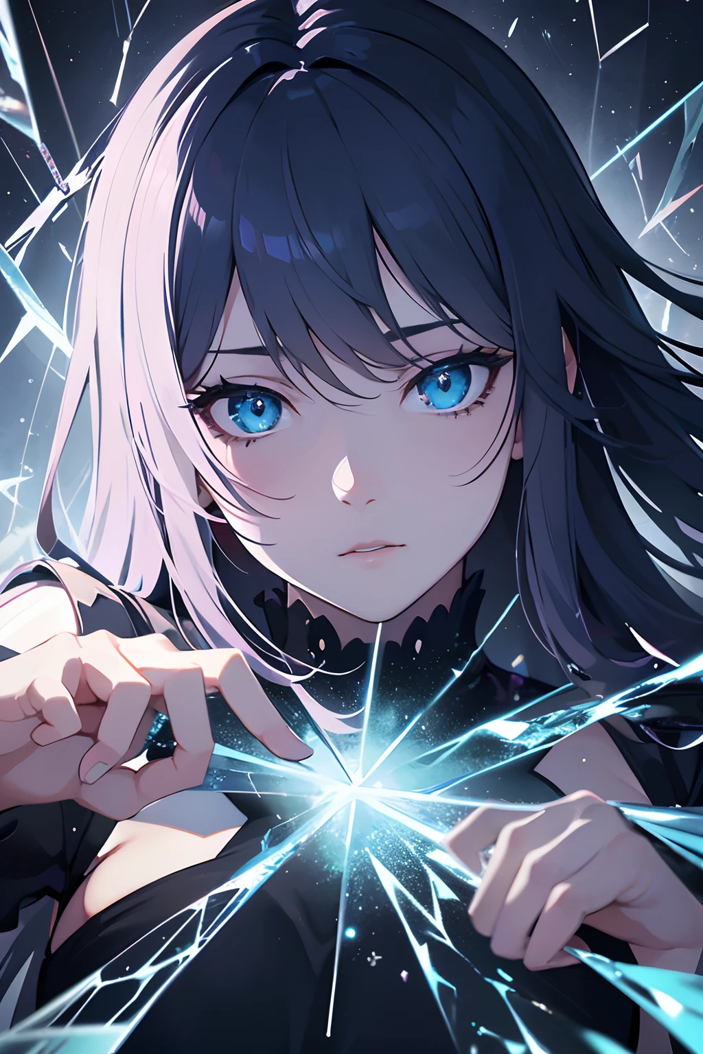 glass,anime girl,broken glass,cracked surface,shattered fragments,sparkling reflection,fragile beauty,mesmerizing eyes,flowing hair,colorful background,distorted reality,unseen power,mysterious atmosphere,ethereal light,broken dreams,magical transformation,captured motion,artistic chaos,glimmering shards,emotional turmoil,creative storytelling,dynamic composition,dramatic tension,vibrant energy,painful beauty,expressive emotions,fantastical world,limitless imagination,secrets of the universe,fantasy adventure,different dimensions,lost memories,unleashed creativity,unforgettable experience,(best quality,4k,8k,highres,masterpiece:1.2),ultra-detailed,(realistic,photorealistic,photo-realistic:1.37),anime style,vivid colors,mysterious lighting