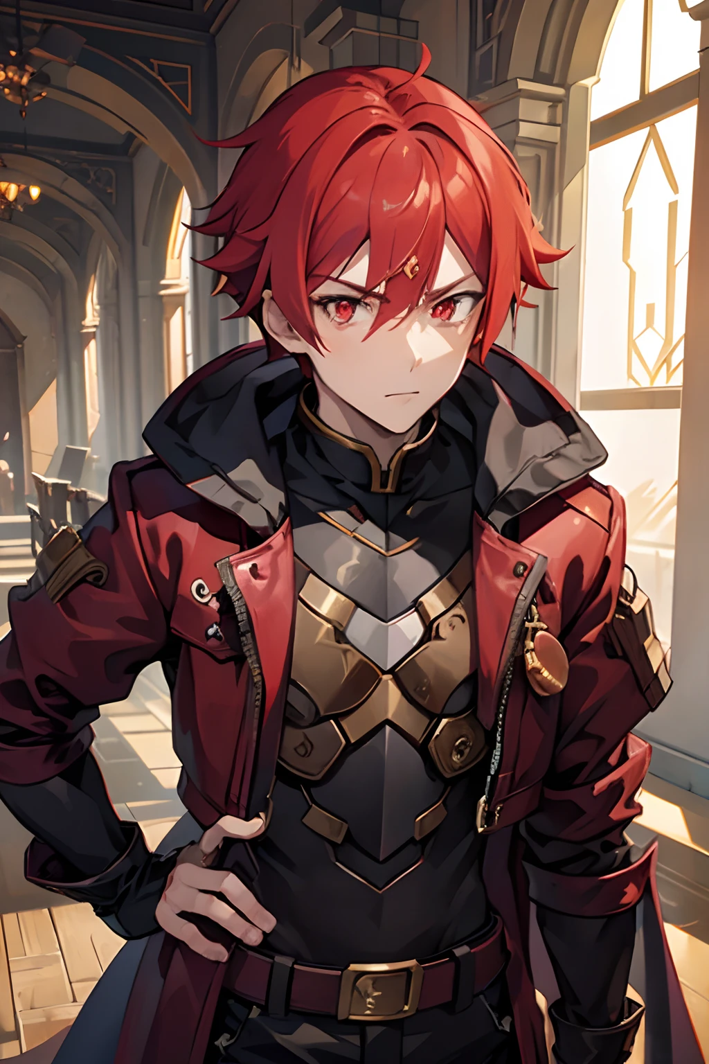 1 boy, Red Hair, ((((Red Draconic eyes)))) best res, good face